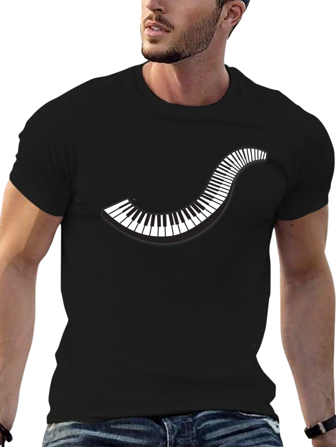 Stylish Piano Keys Graphic T-Shirt