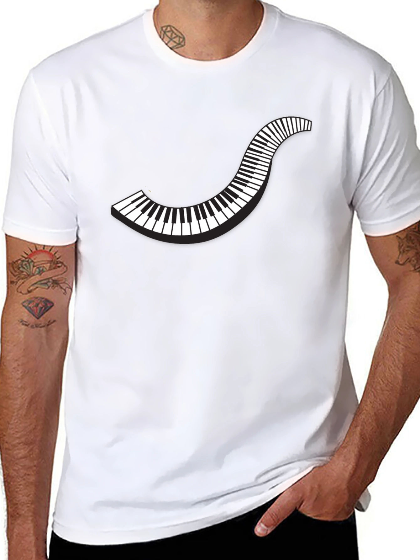 Stylish Piano Keys Graphic T-Shirt