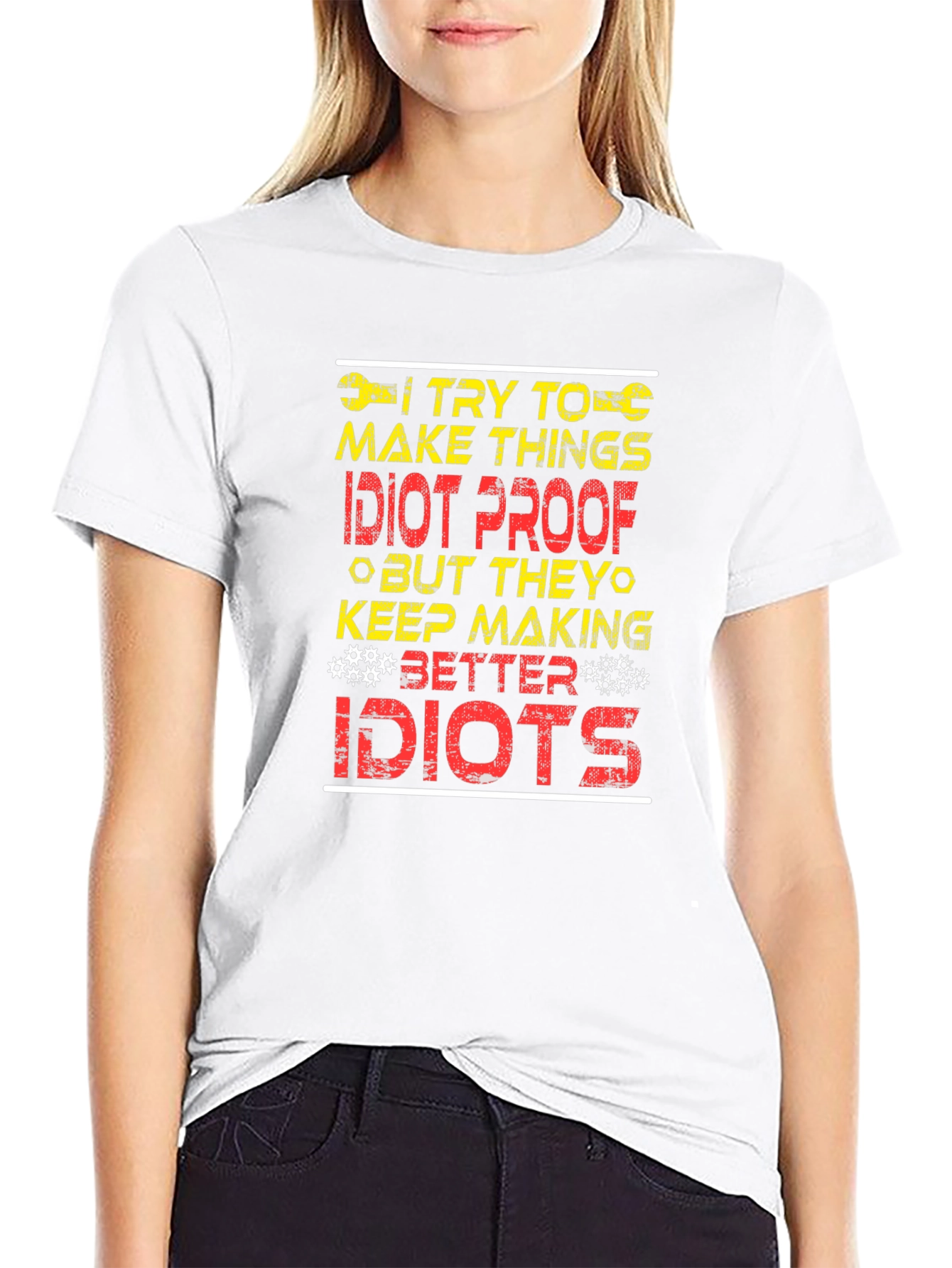 Idiot Proof Humor Graphic T-Shirt