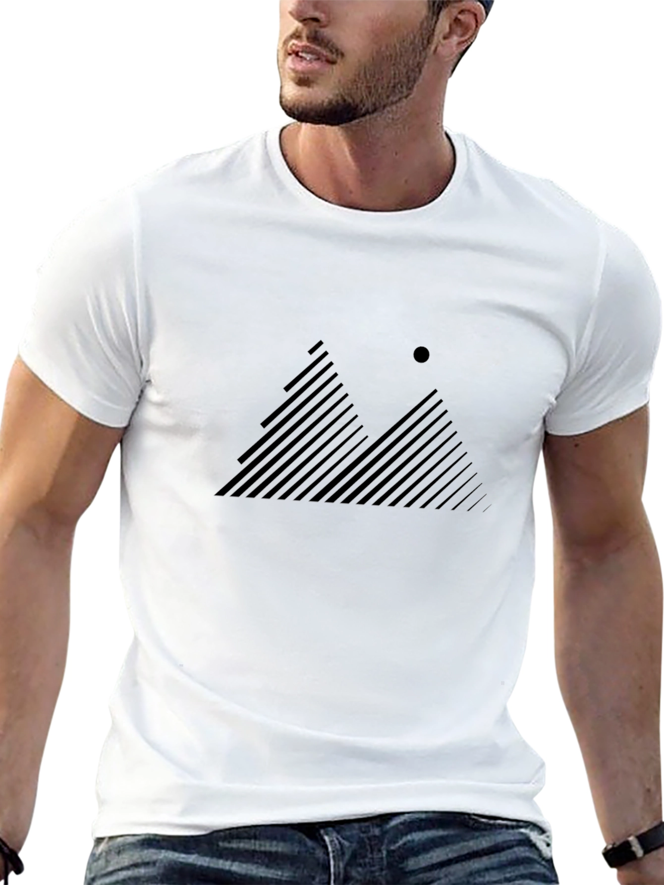 Modern Mountain Line Art Graphic Tee - Black
