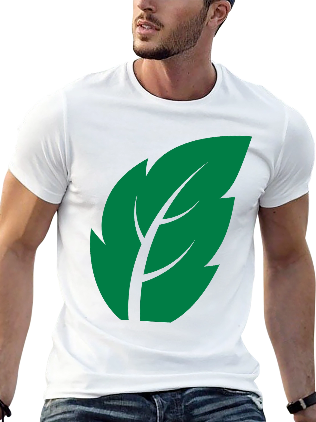 Leaf Graphic Print Black T-Shirt