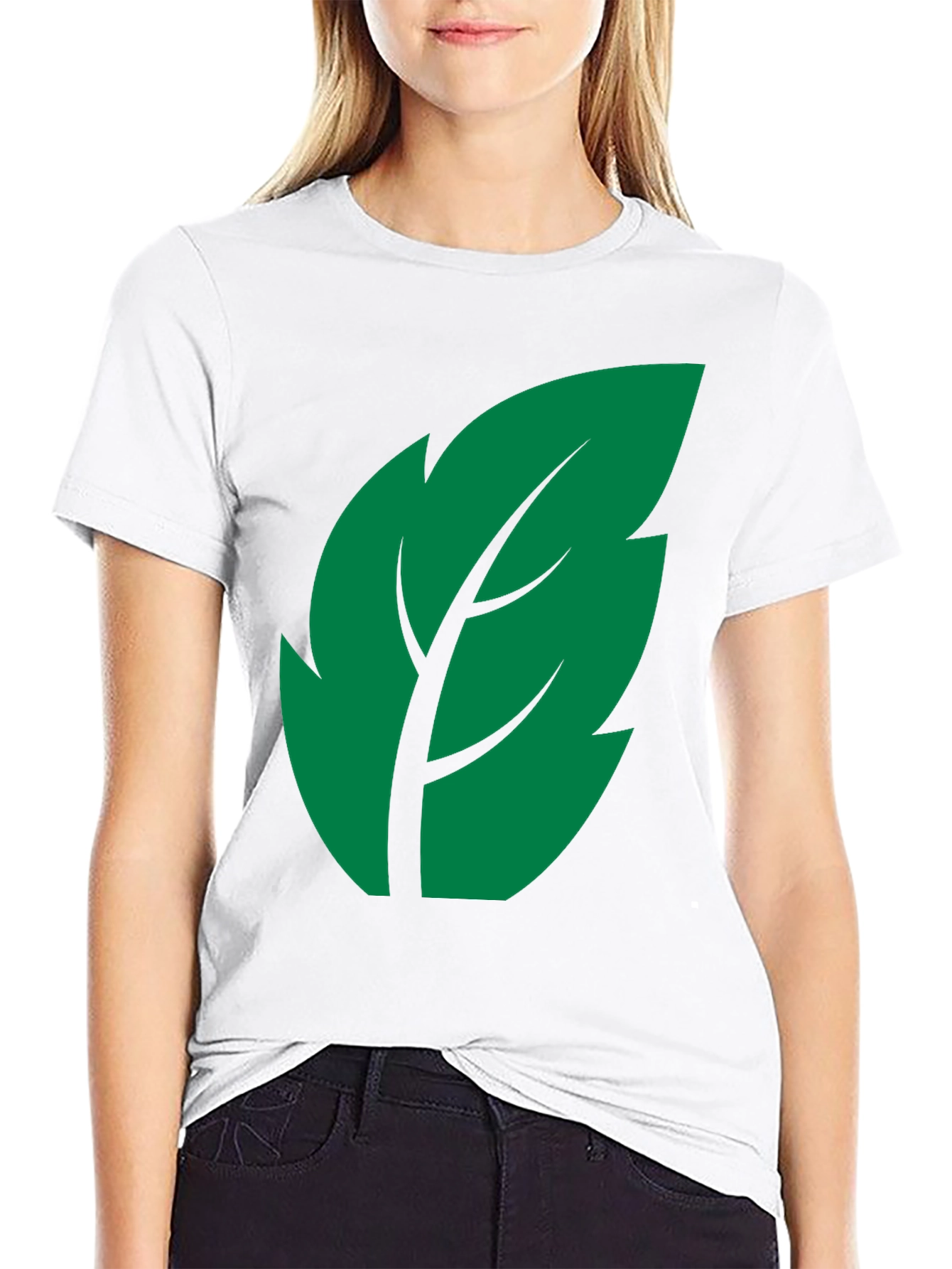 Leaf Graphic Print Black T-Shirt