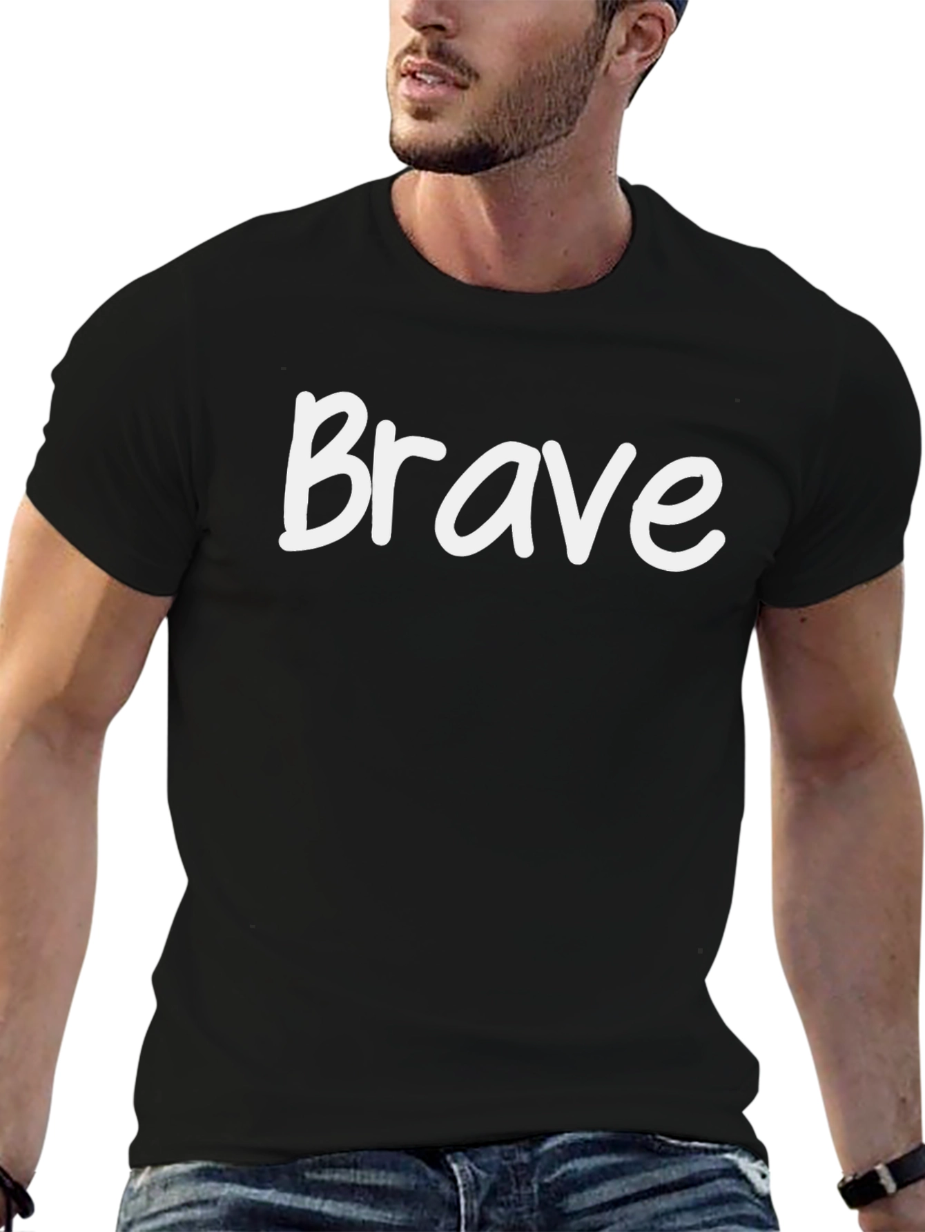 Brave Graphic T-Shirt - Black Cotton Tee