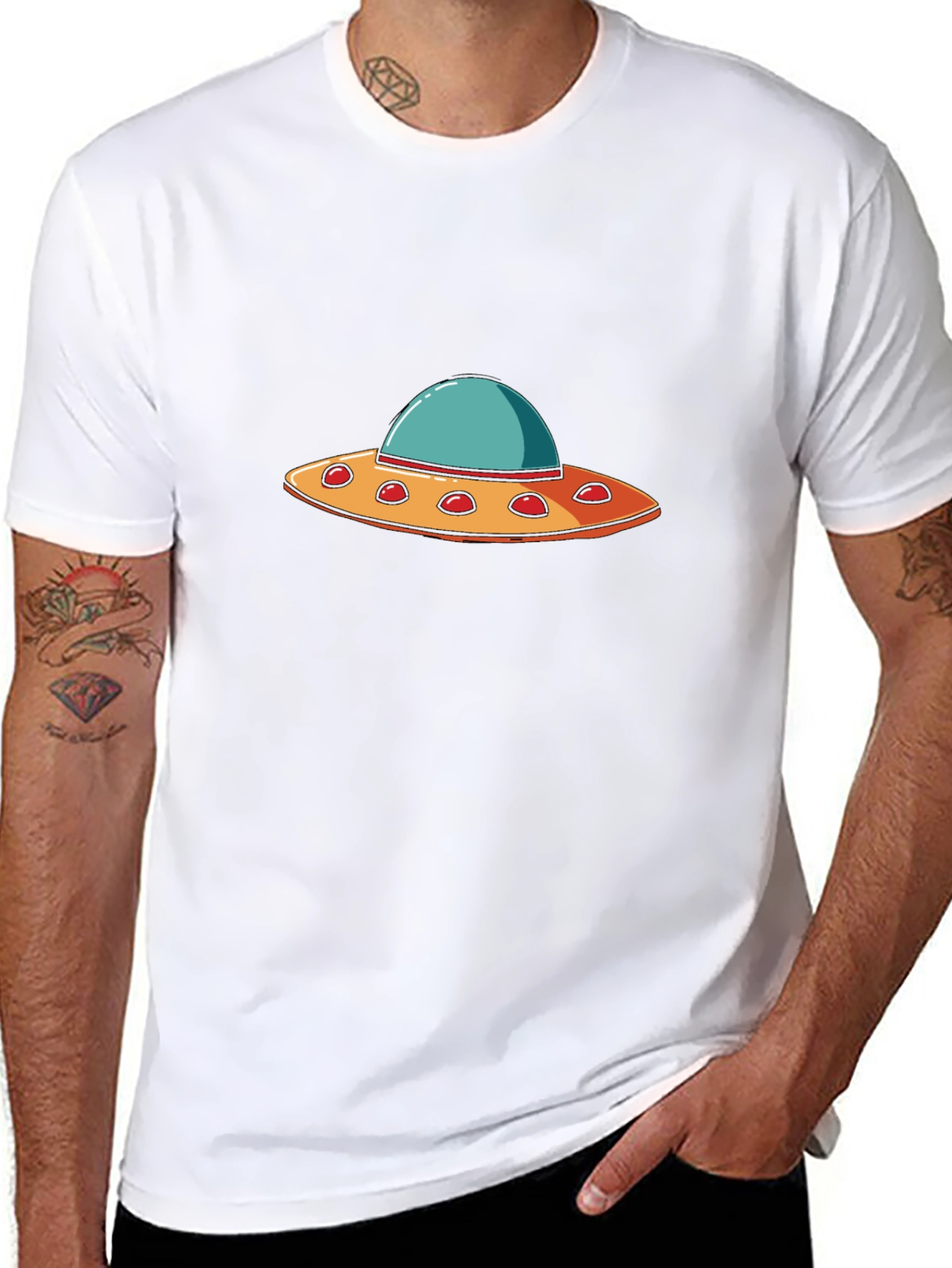 UFO Graphic T-Shirt - Black Crew Neck Tee