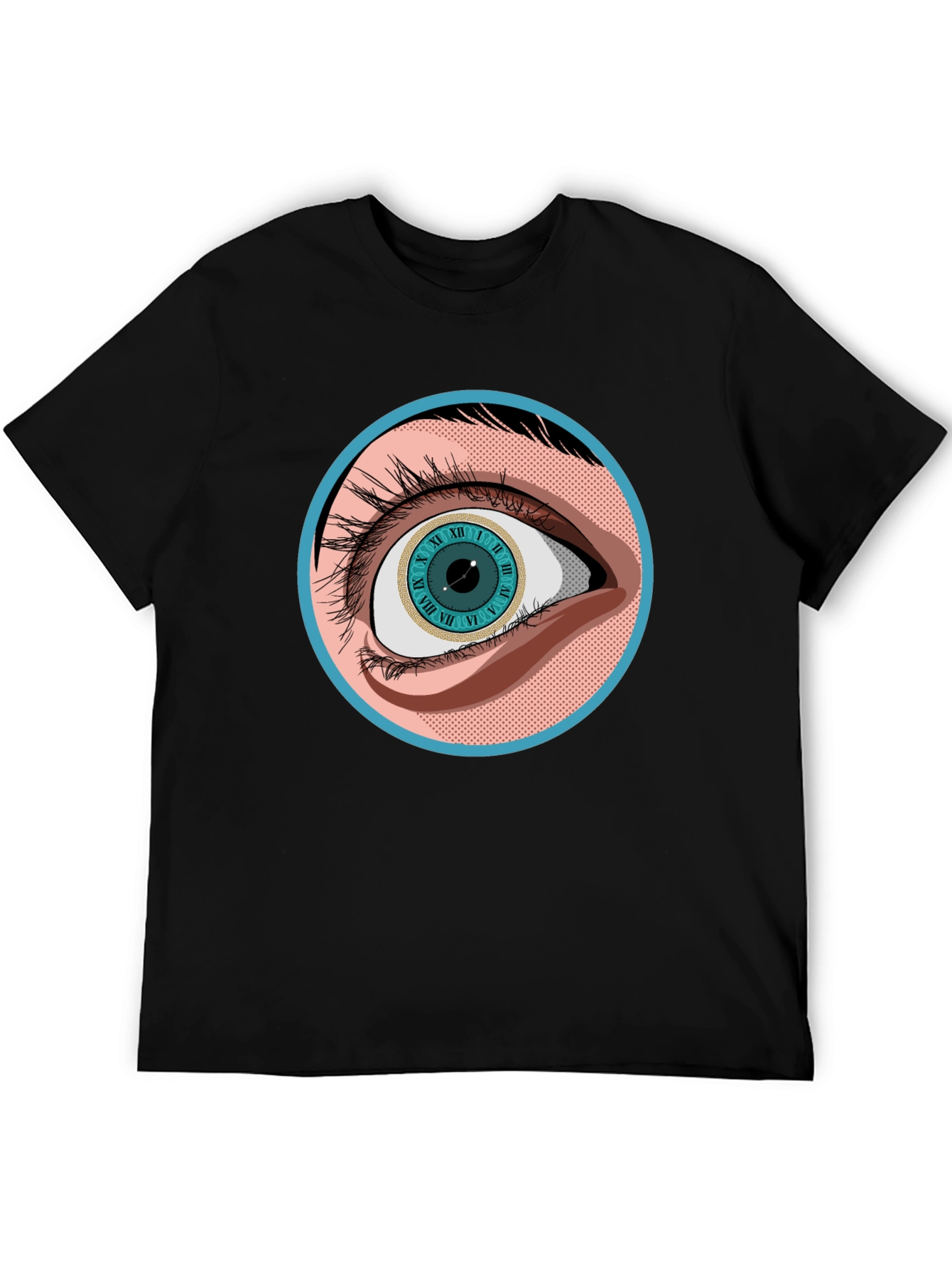 Surreal Eye Clock Graphic Tee - Unisex Black T-Shirt