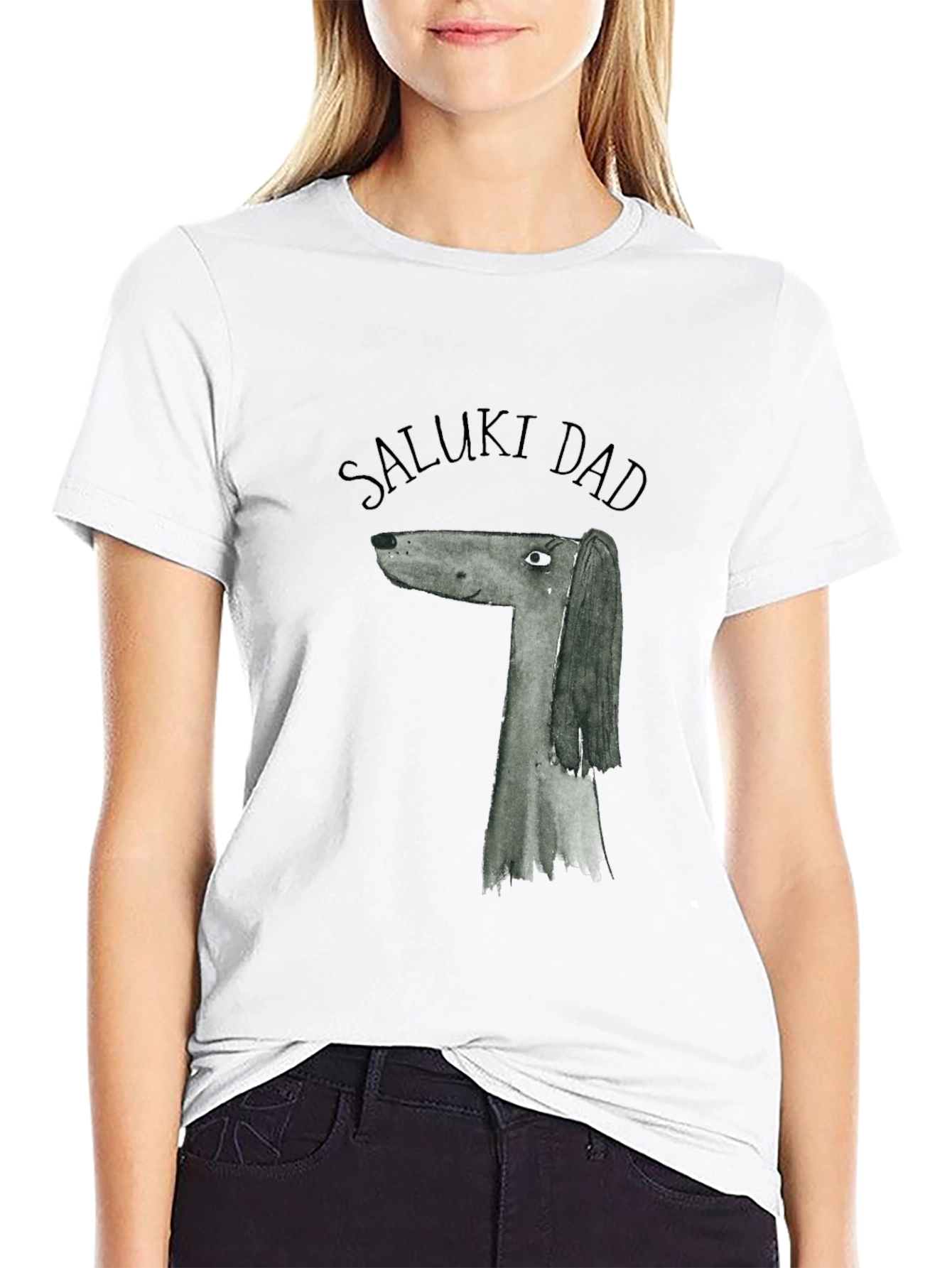 Saluki Dad Graphic Tee - Black Cotton T-Shirt