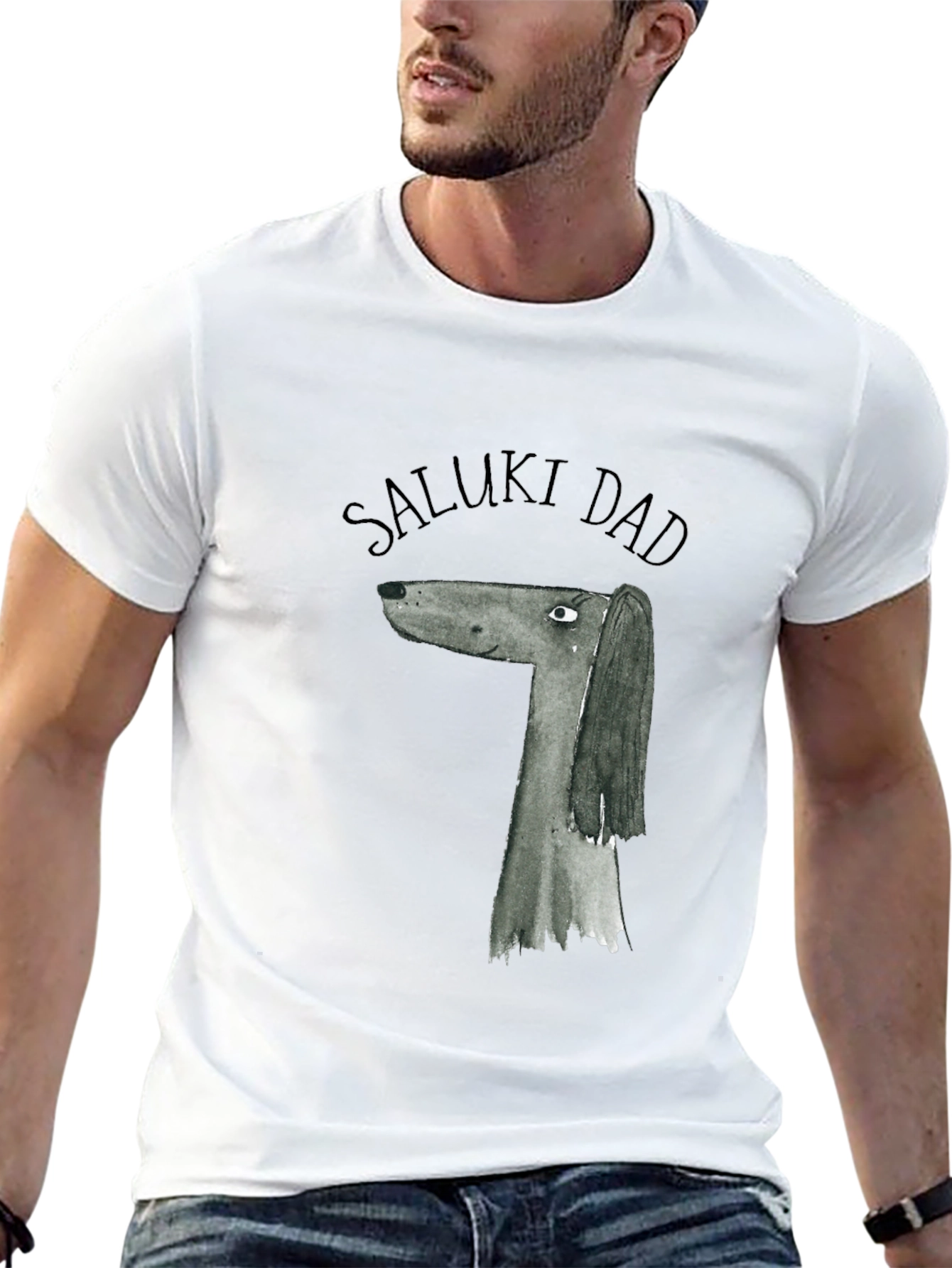 Saluki Dad Graphic Tee - Black Cotton T-Shirt