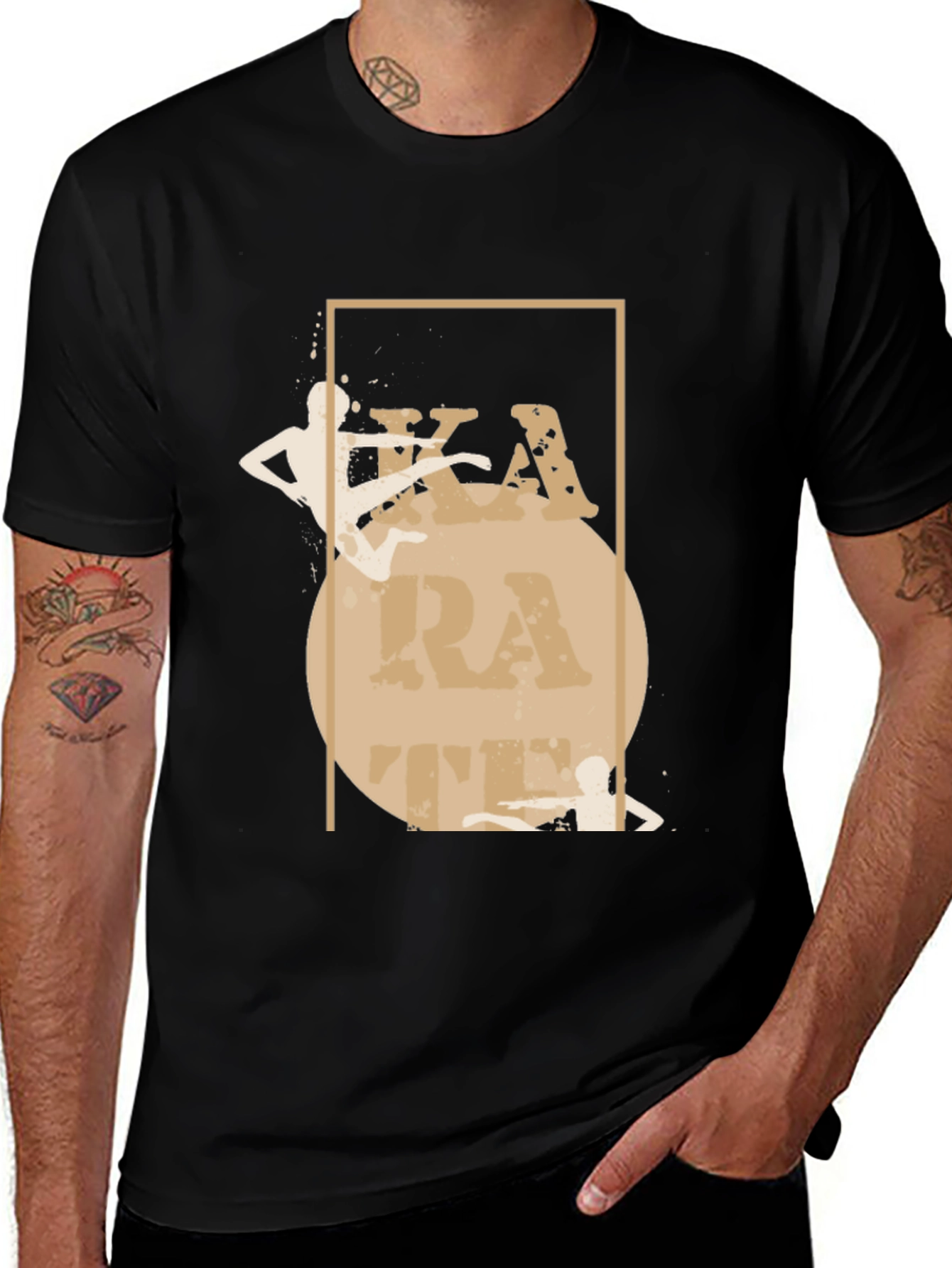 Karate Graphic Print Black T-Shirt