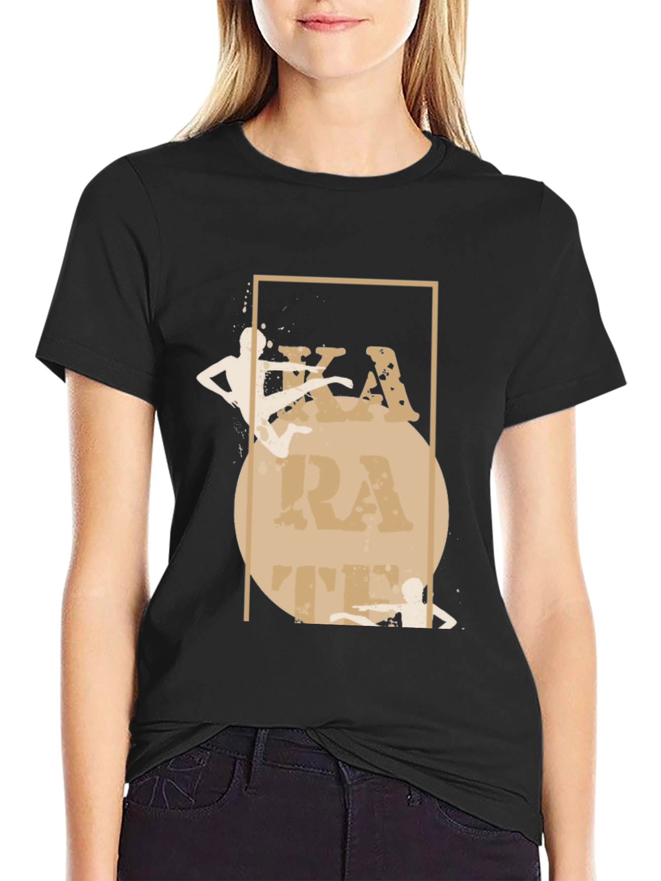 Karate Graphic Print Black T-Shirt
