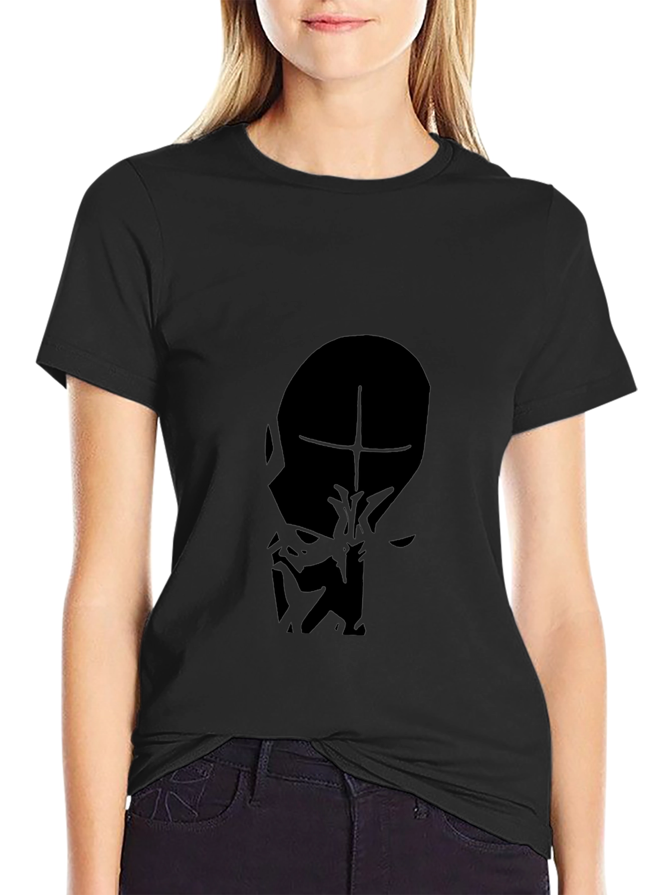 Mens Black T-Shirt - Abstract Face Graphic