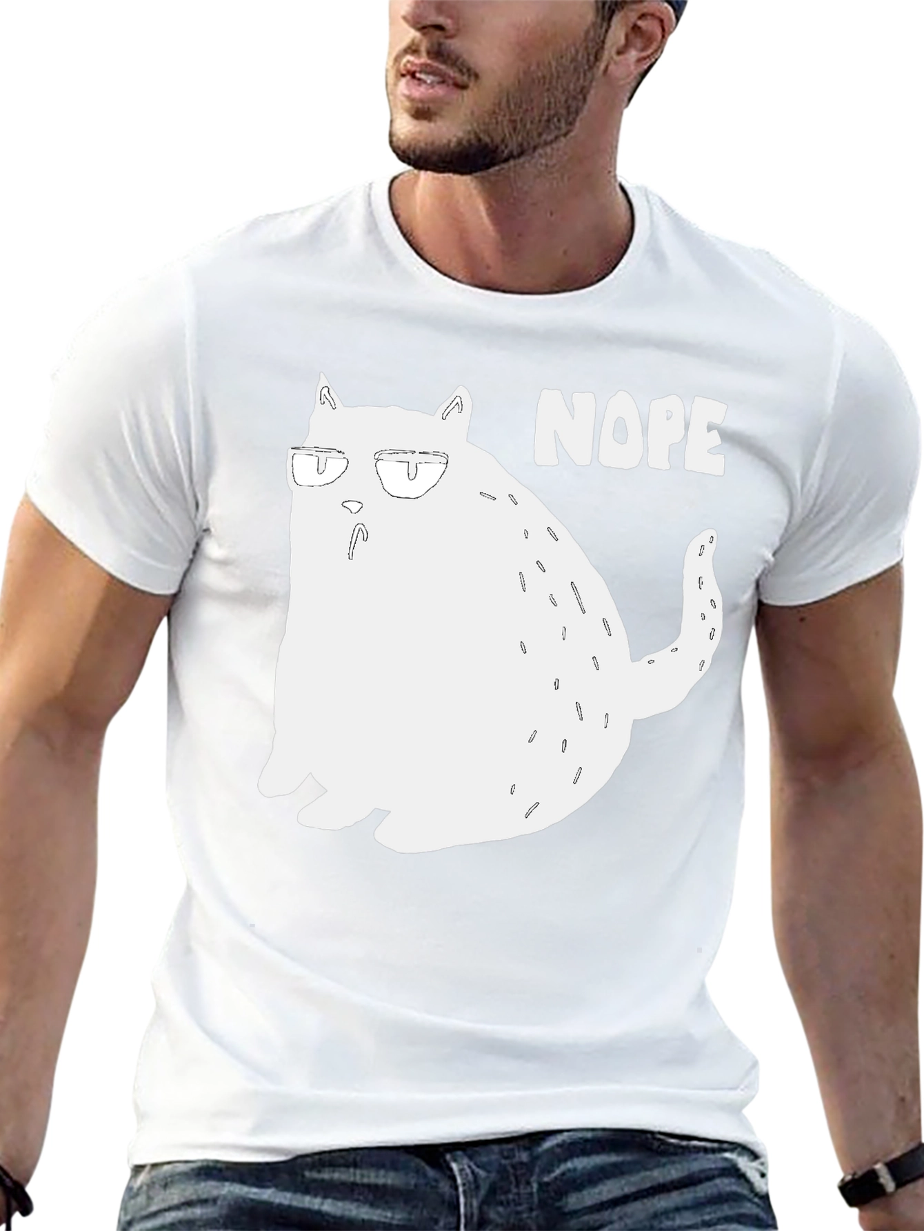 Nope Cat Graphic T-Shirt - Funny Lazy Cat Tee