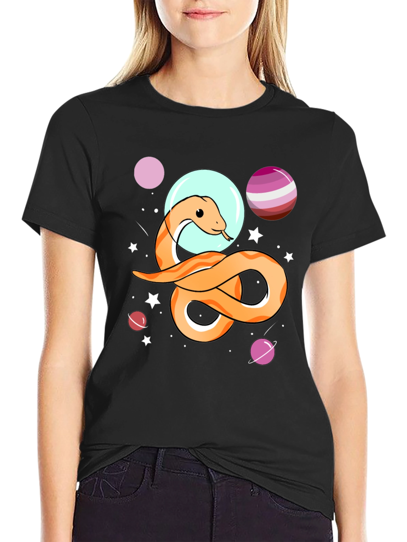 Space Snake Graphic Tee - Unisex Black T-Shirt