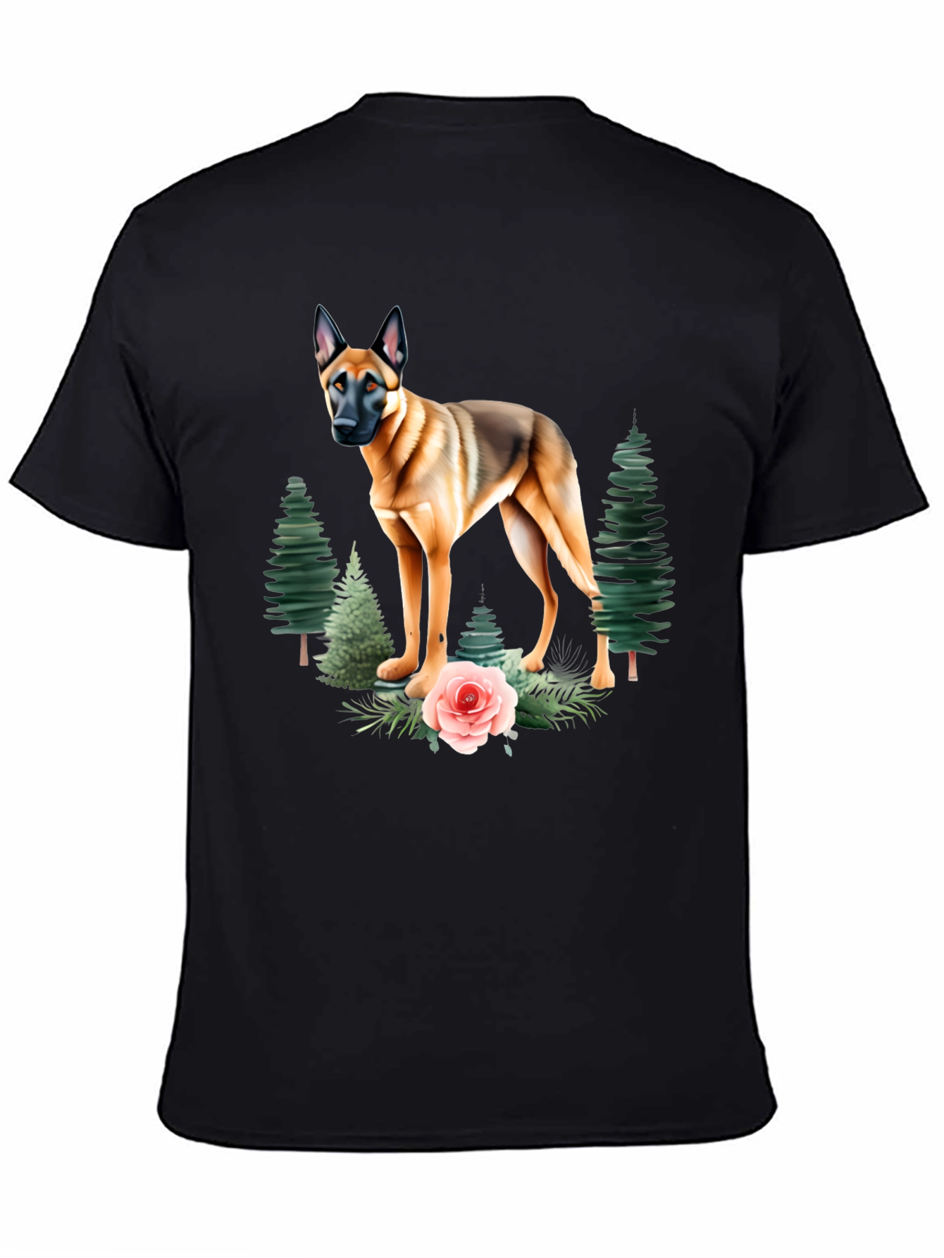 Dog & Floral T-Shirt - Classic Black Tee