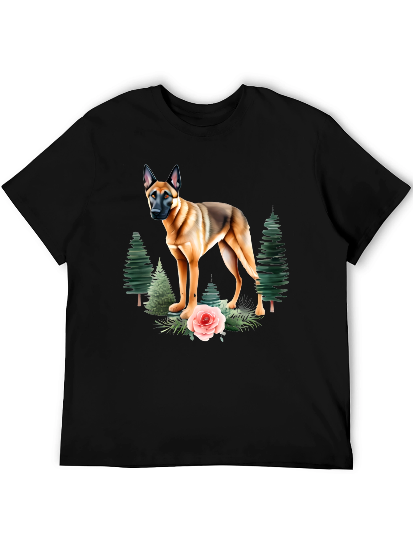 Dog & Floral T-Shirt - Classic Black Tee