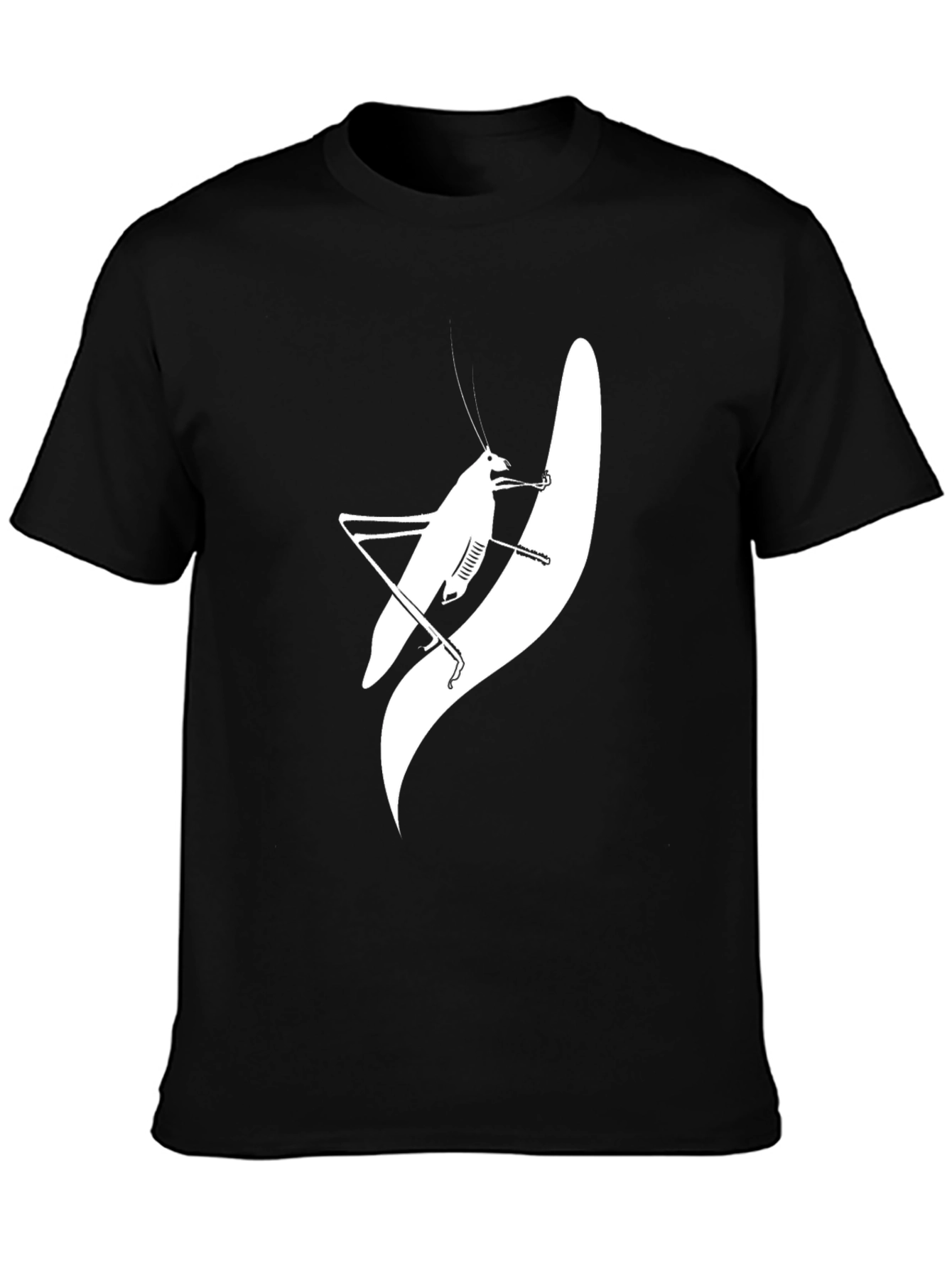 Black T-Shirt with White Mantis Design