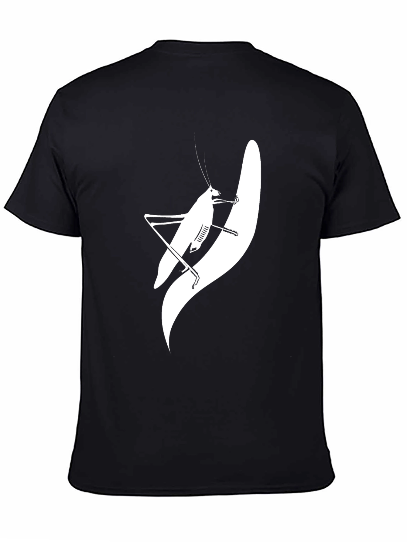 Black T-Shirt with White Mantis Design