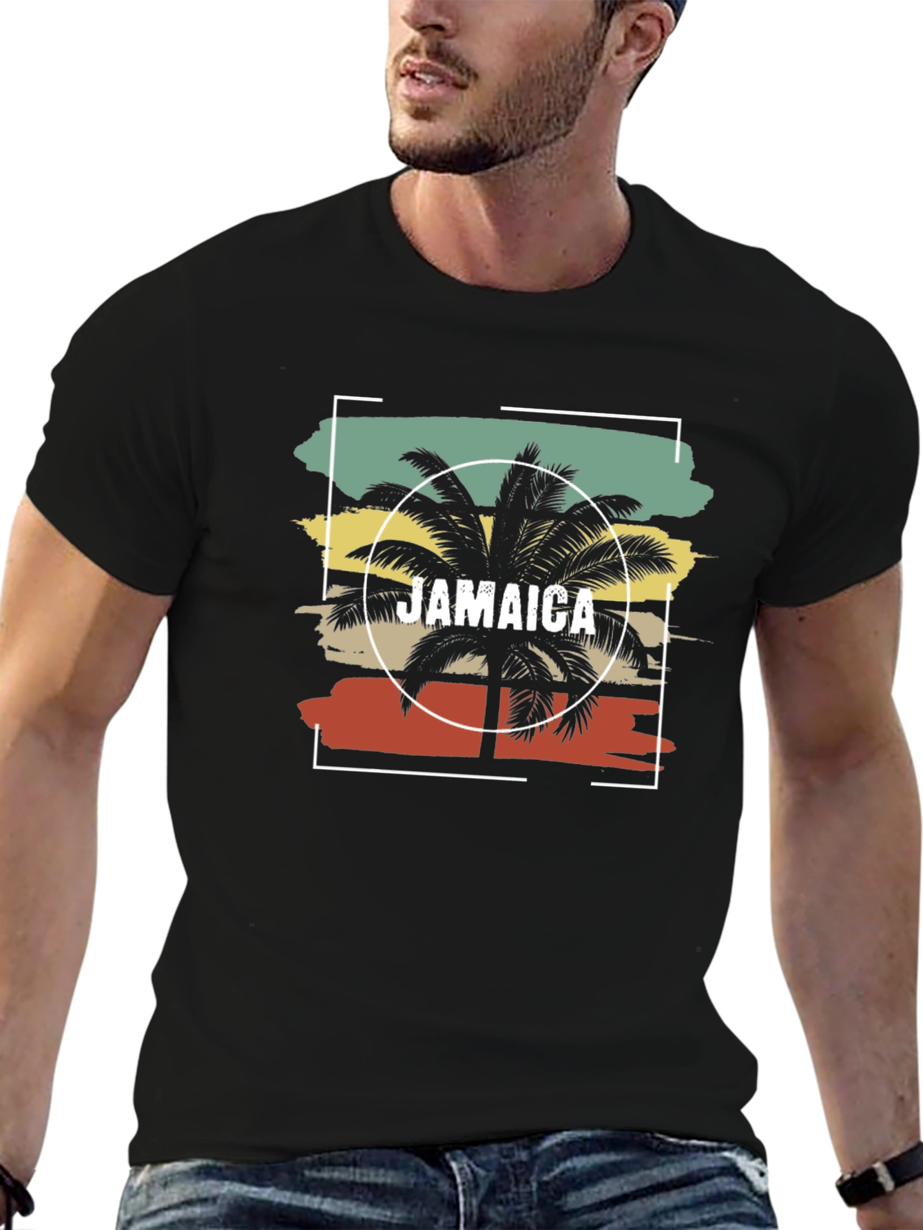 Jamaica Palm Tree T-Shirt - Retro Island Style
