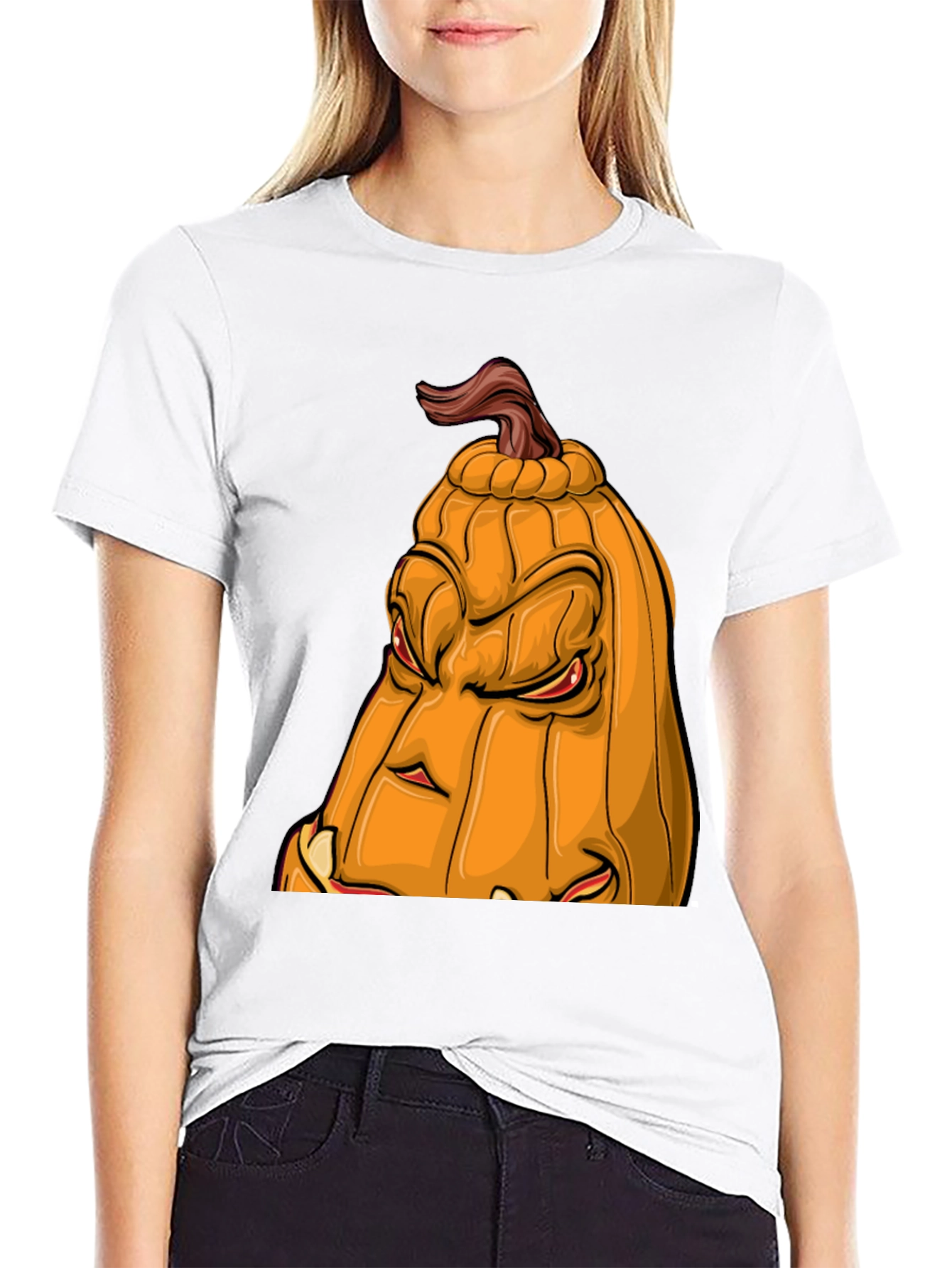 Mens Halloween Pumpkin Face Graphic Tee - Black