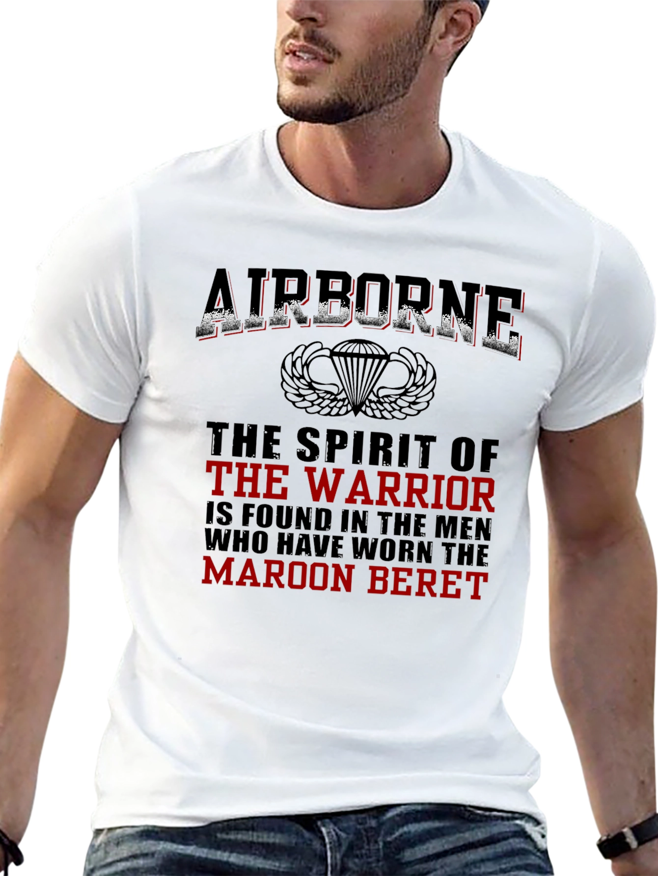 Airborne Warrior T-Shirt - Maroon Beret Pride