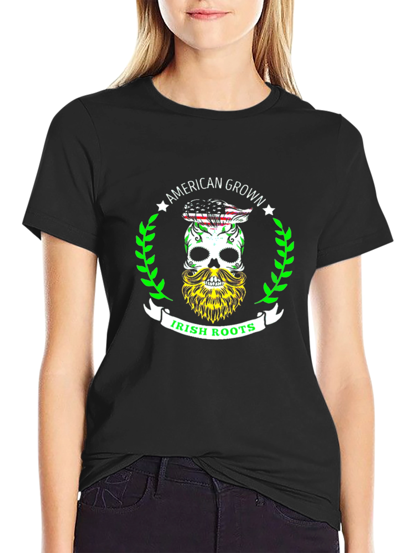 American Grown Irish Roots Skull Graphic Tee