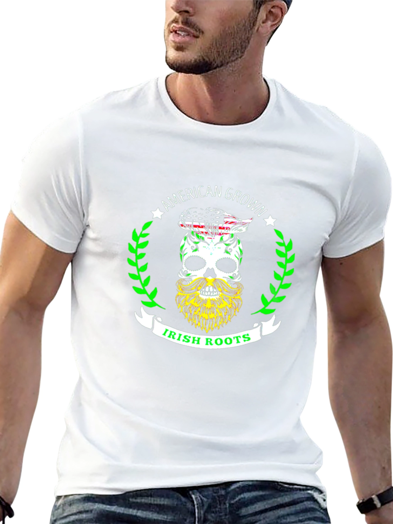 American Grown Irish Roots Skull Graphic Tee