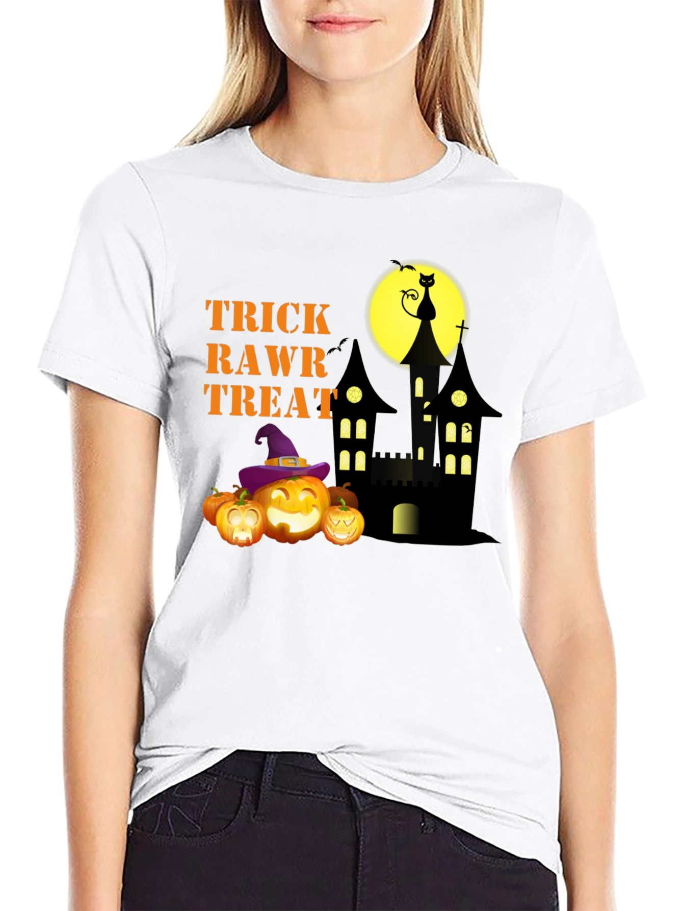 Halloween Trick Rawr Treat Graphic Tee