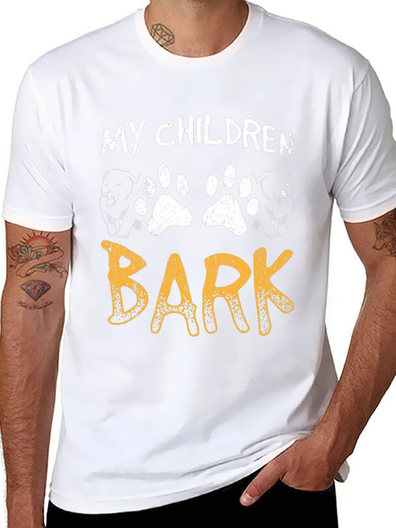 My Children Bark T-Shirt - Dog Paw Print Tee