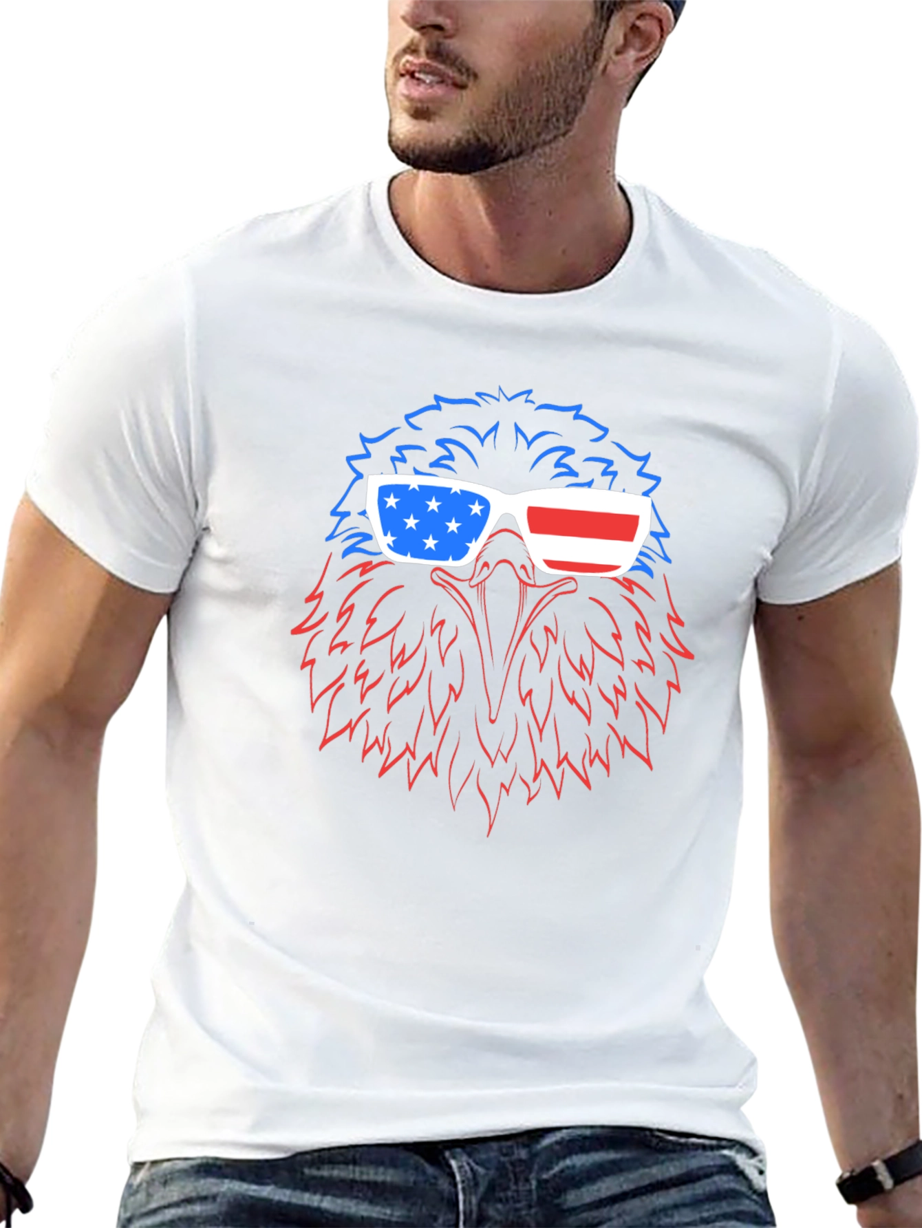 Patriotic Eagle USA Flag Sunglasses T-Shirt