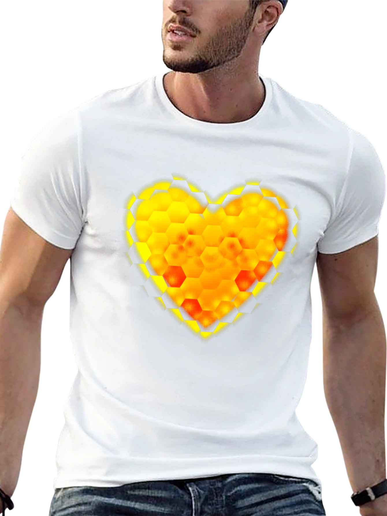 Honeycomb Heart Tee - Modern Graphic Print