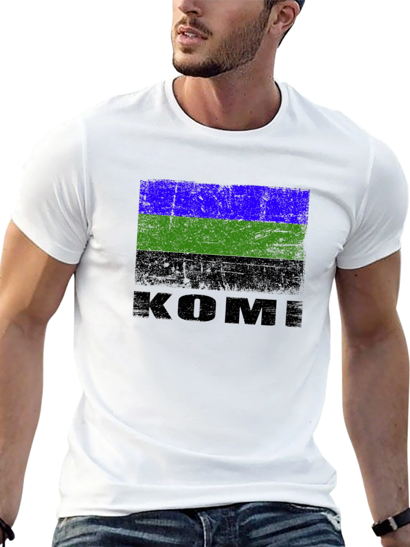 Komi Republic Flag T-Shirt - Distressed Design
