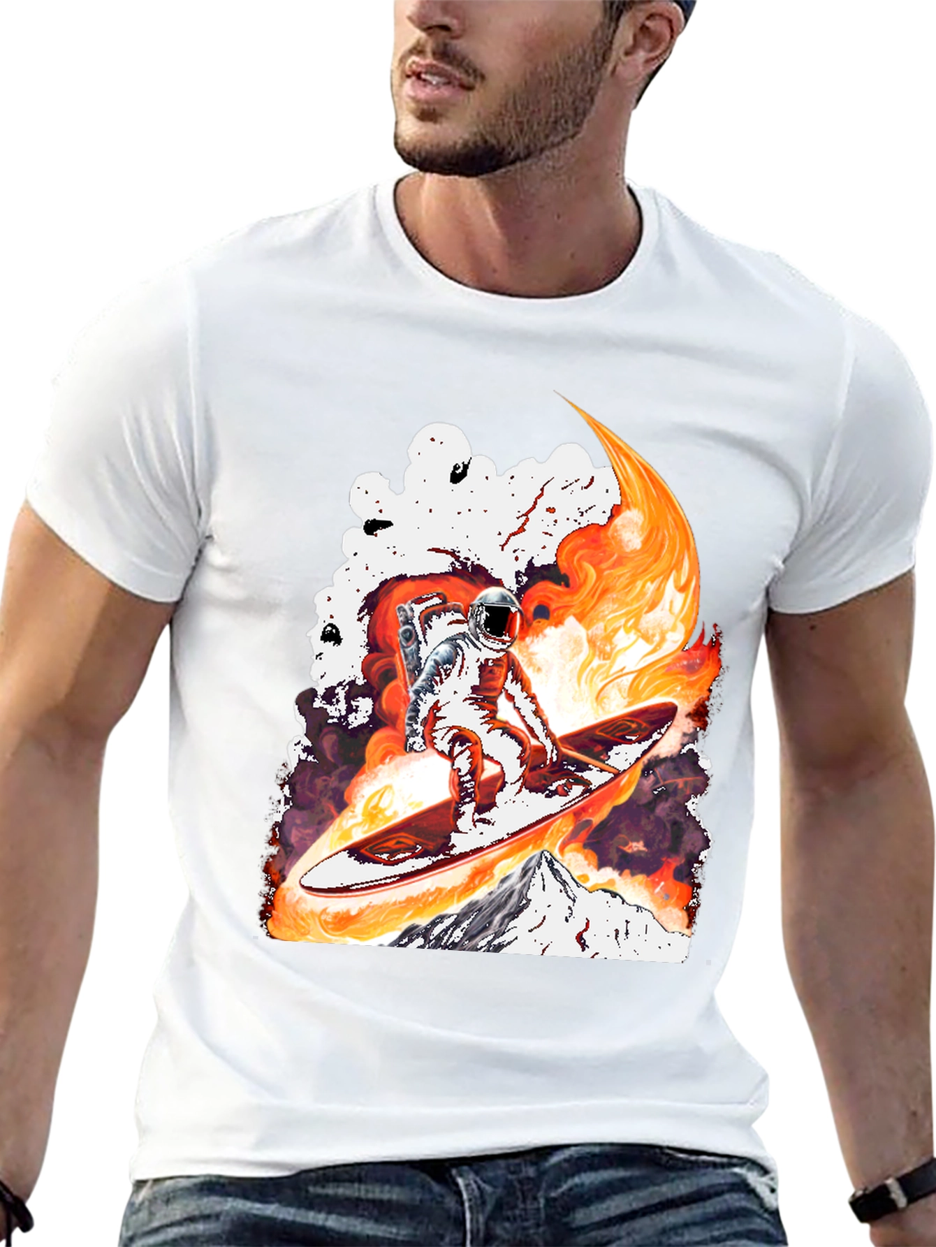Astronaut Surfing T-Shirt - Space Adventure Tee