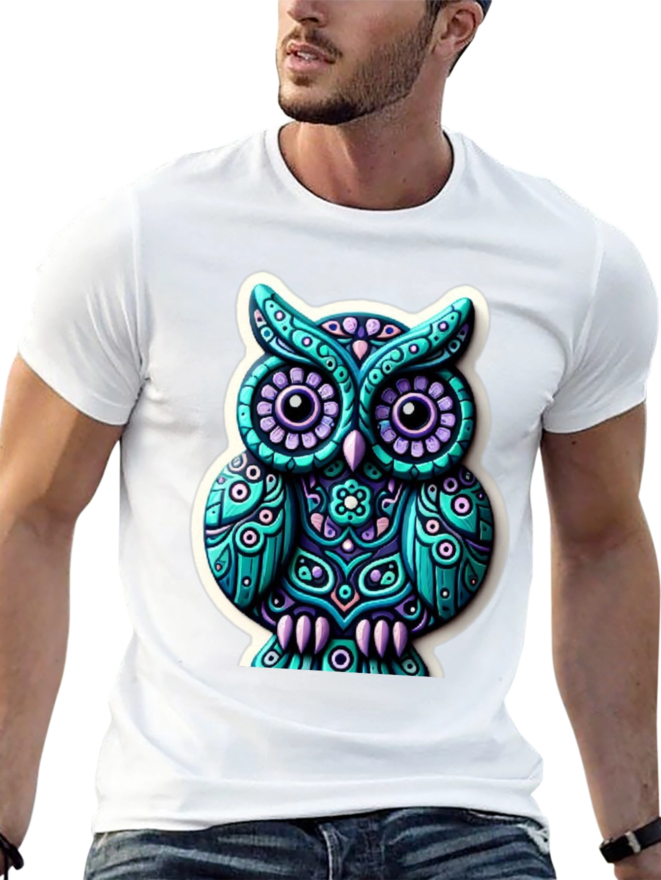Funky Owl Graphic Tee - Mens Black T-Shirt