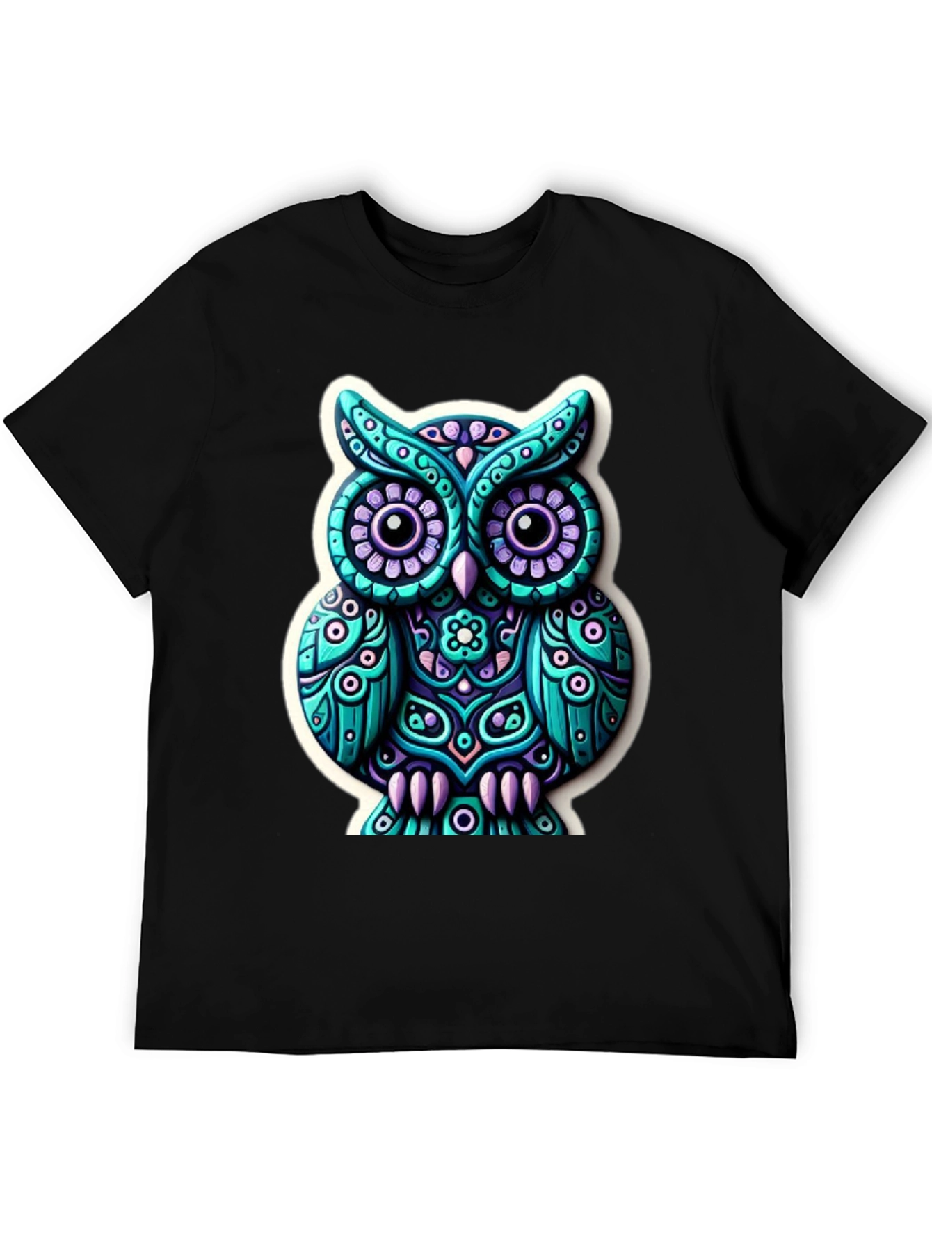 Funky Owl Graphic Tee - Mens Black T-Shirt