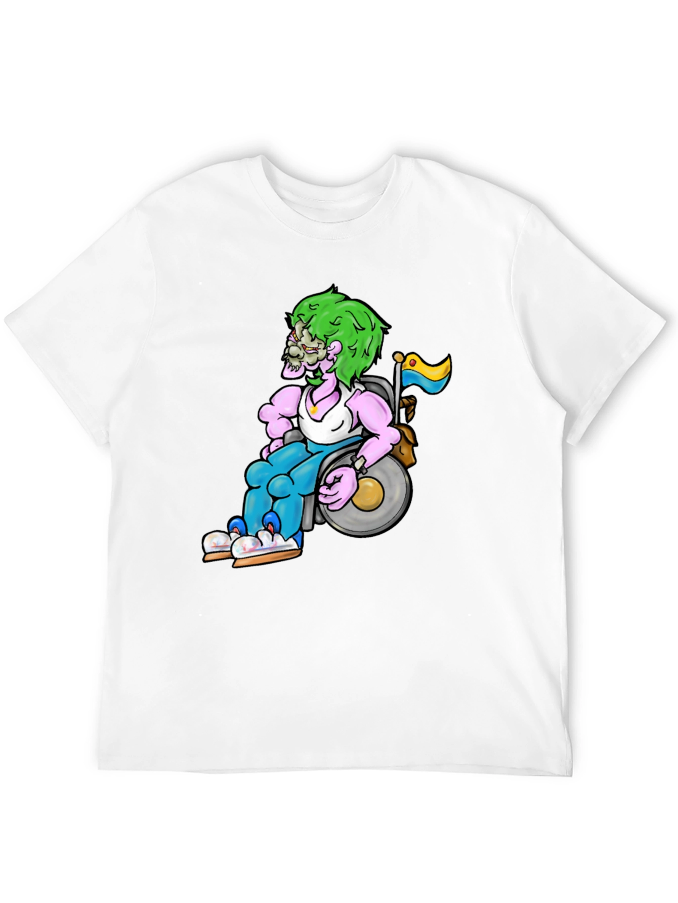 Unique Graphic Tee - Wheelchair Zombie Design