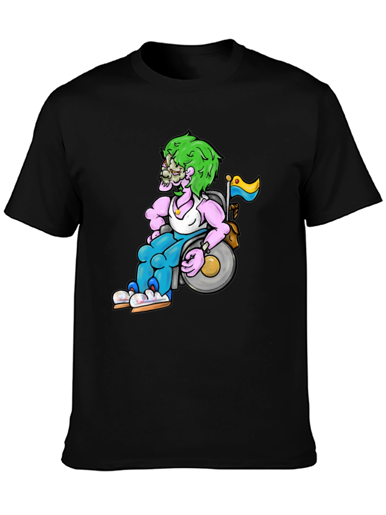 Unique Graphic Tee - Wheelchair Zombie Design