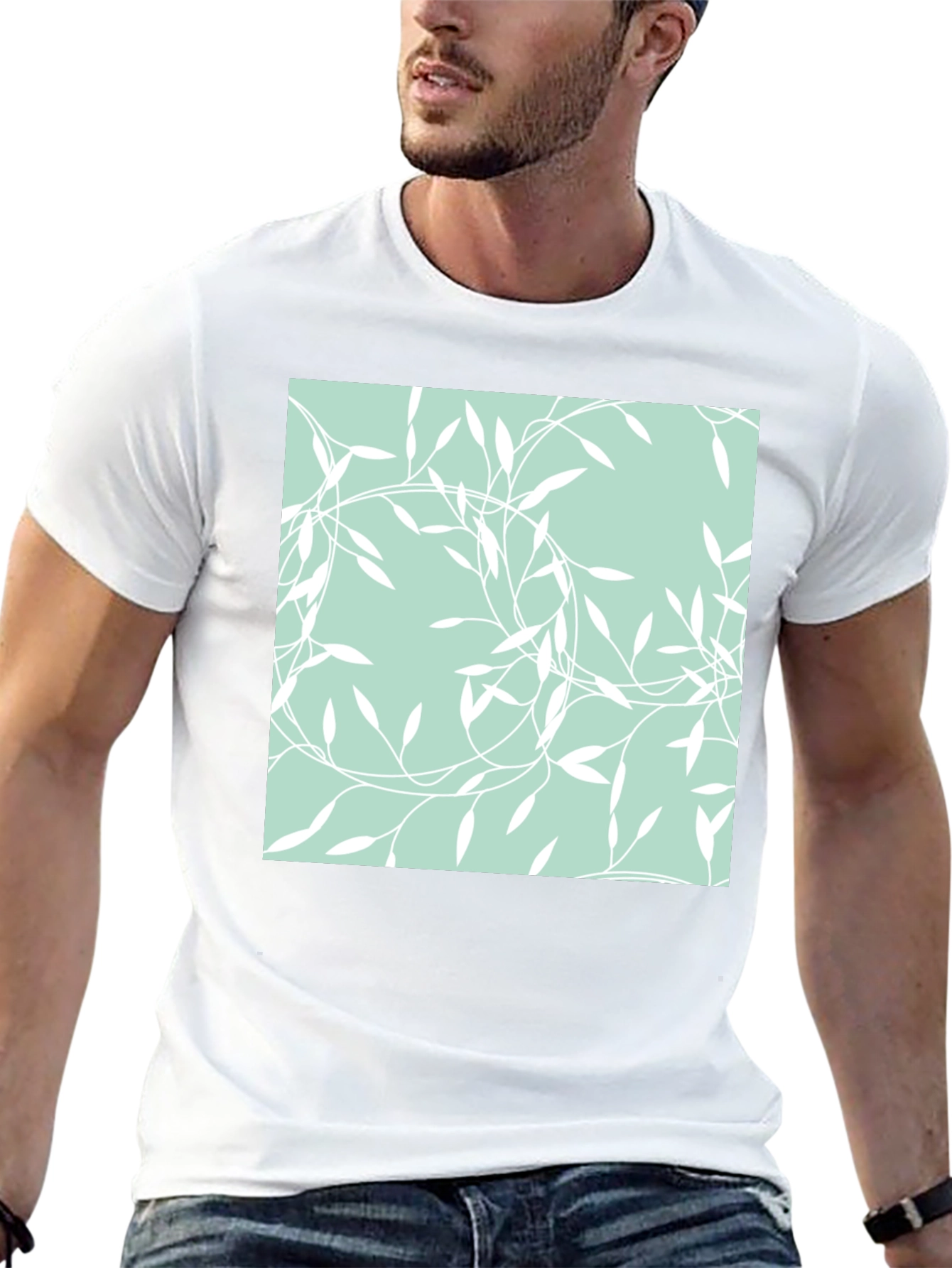 Leaf Pattern Graphic Tee