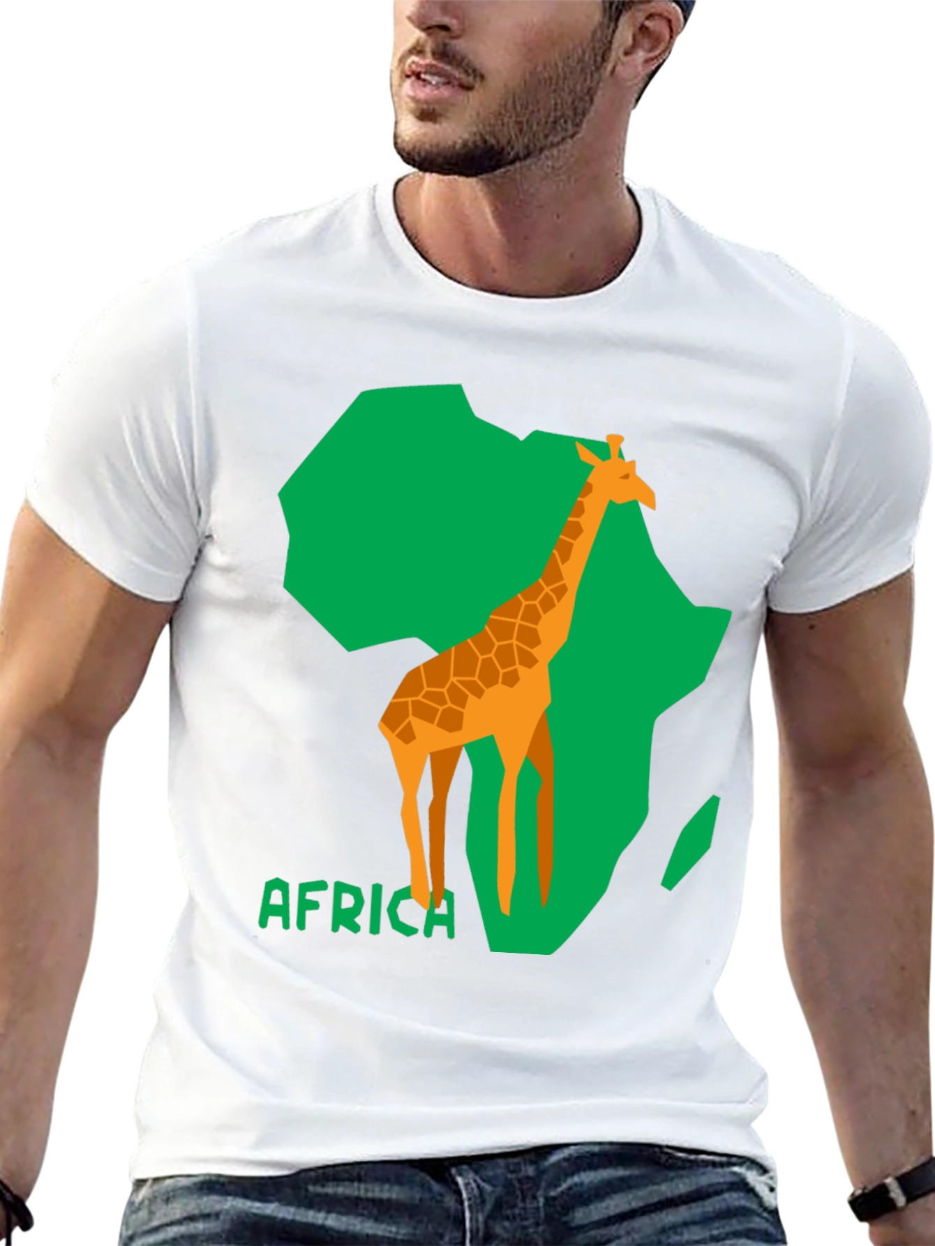 Africa Giraffe Graphic Tee - Black Cotton T-Shirt