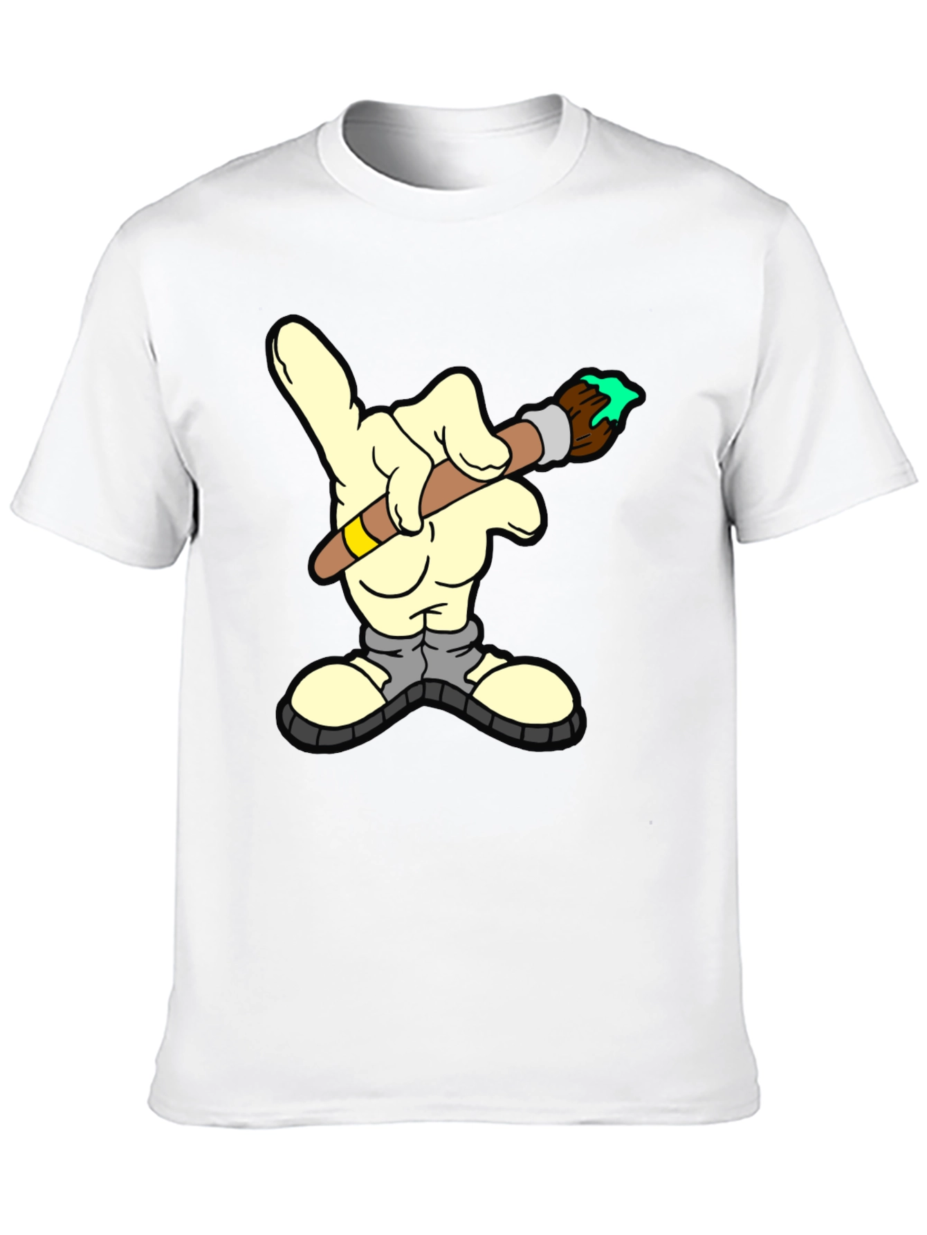 Cartoon Hand Painter T-Shirt - Unique Graphic Tee