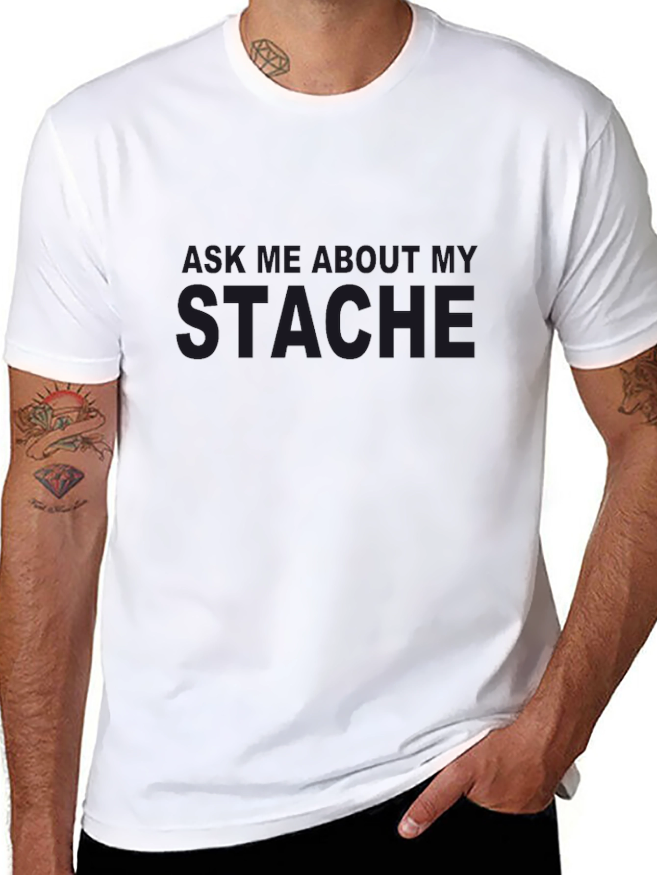 Ask Me About My Stache Graphic Tee