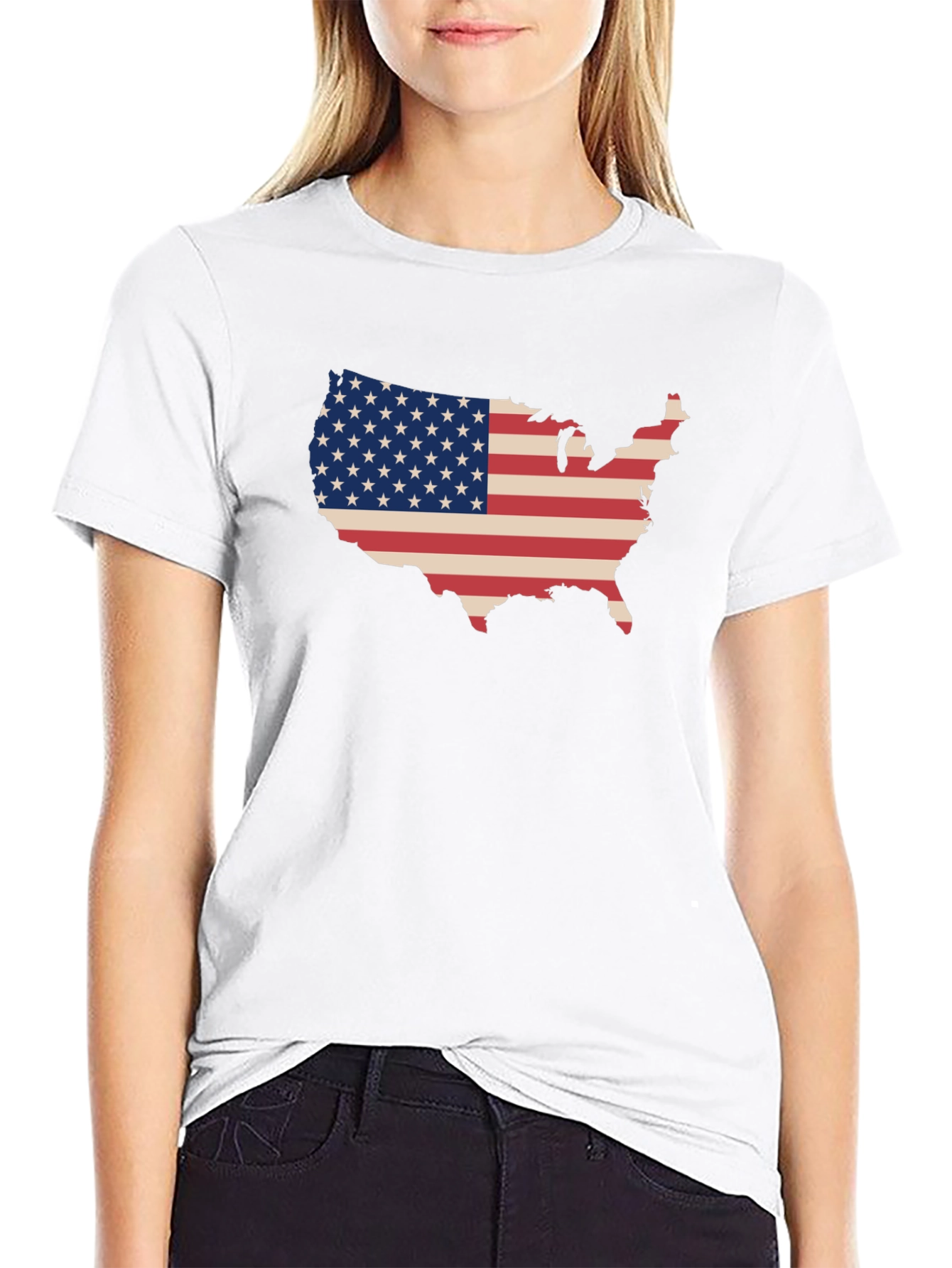 USA Flag Map Graphic Tee - Patriotic Style