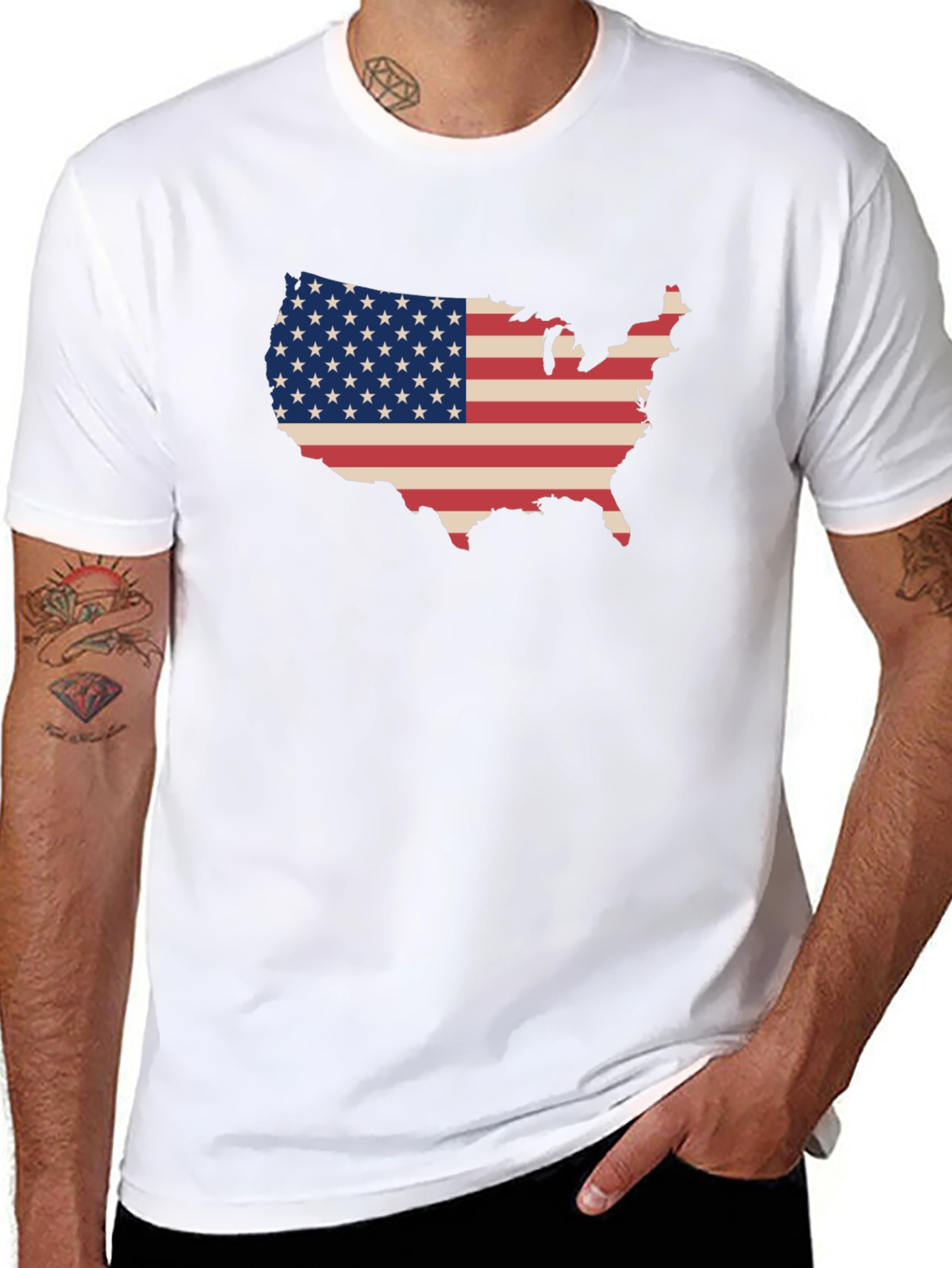USA Flag Map Graphic Tee - Patriotic Style
