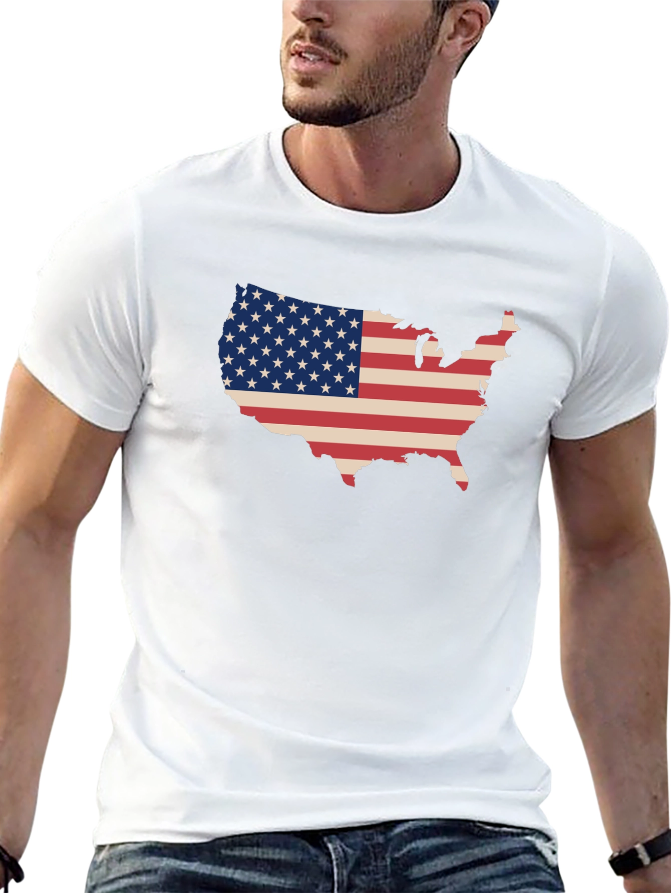 USA Flag Map Graphic Tee - Patriotic Style