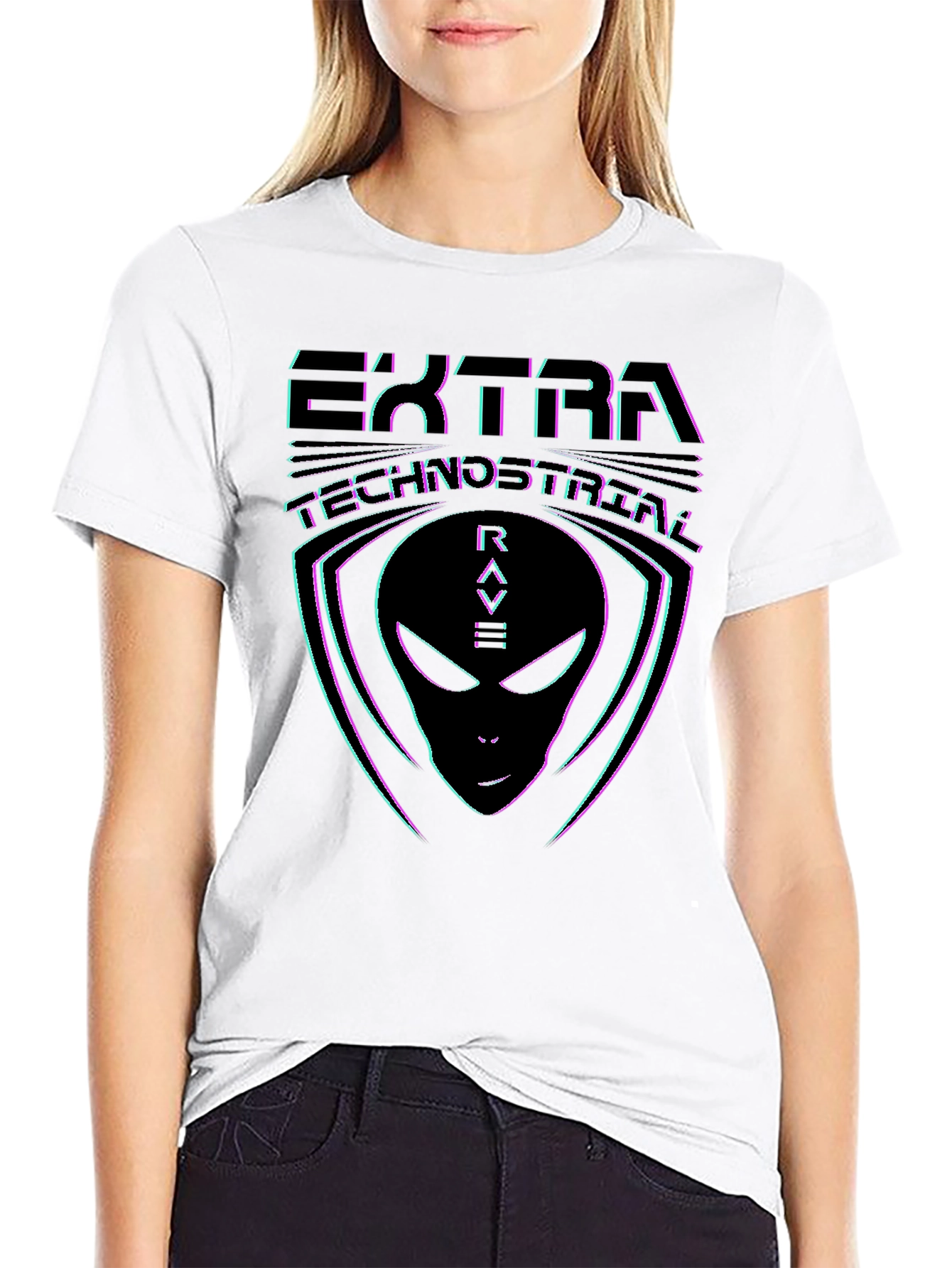 Ektra Technostreal Rave Alien Graphic Tee - Black