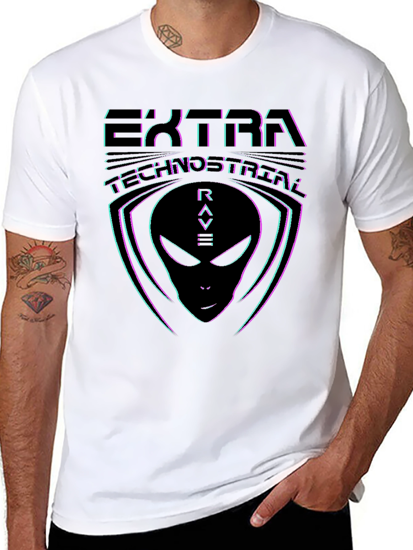 Ektra Technostreal Rave Alien Graphic Tee - Black