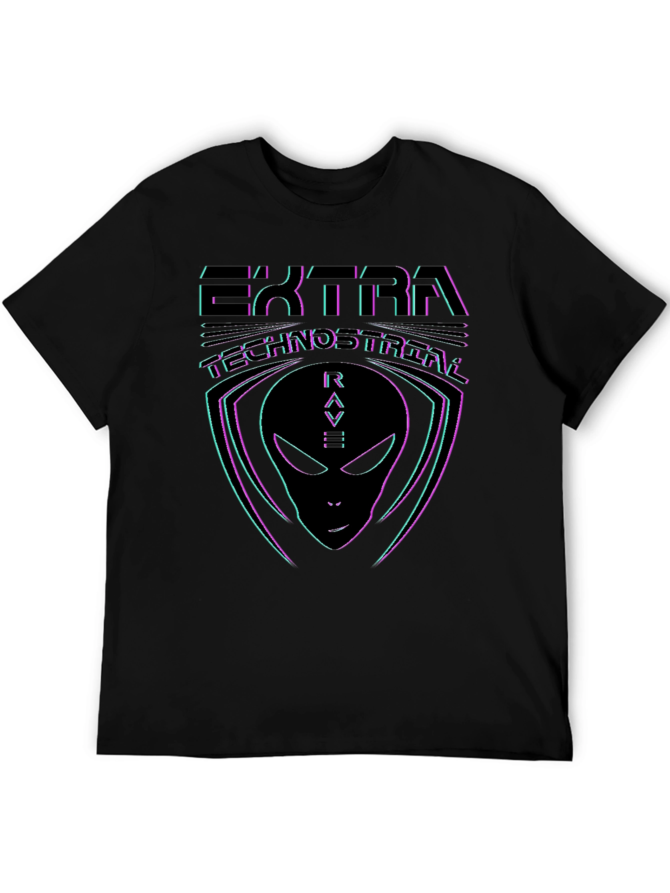 Ektra Technostreal Rave Alien Graphic Tee - Black