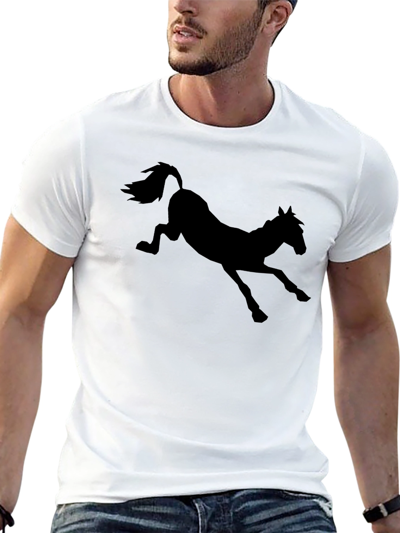 Mens Black T-Shirt with Horse Silhouette