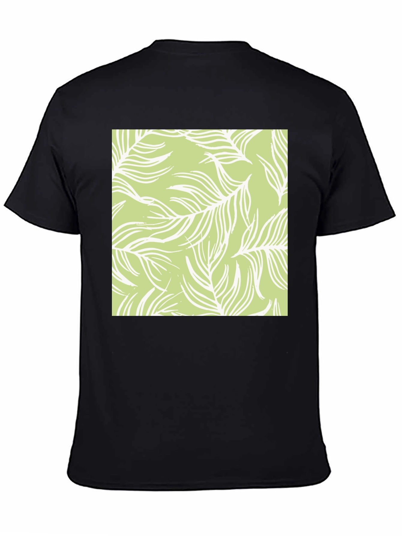 Nature Pattern Tee - Black Cotton Casual