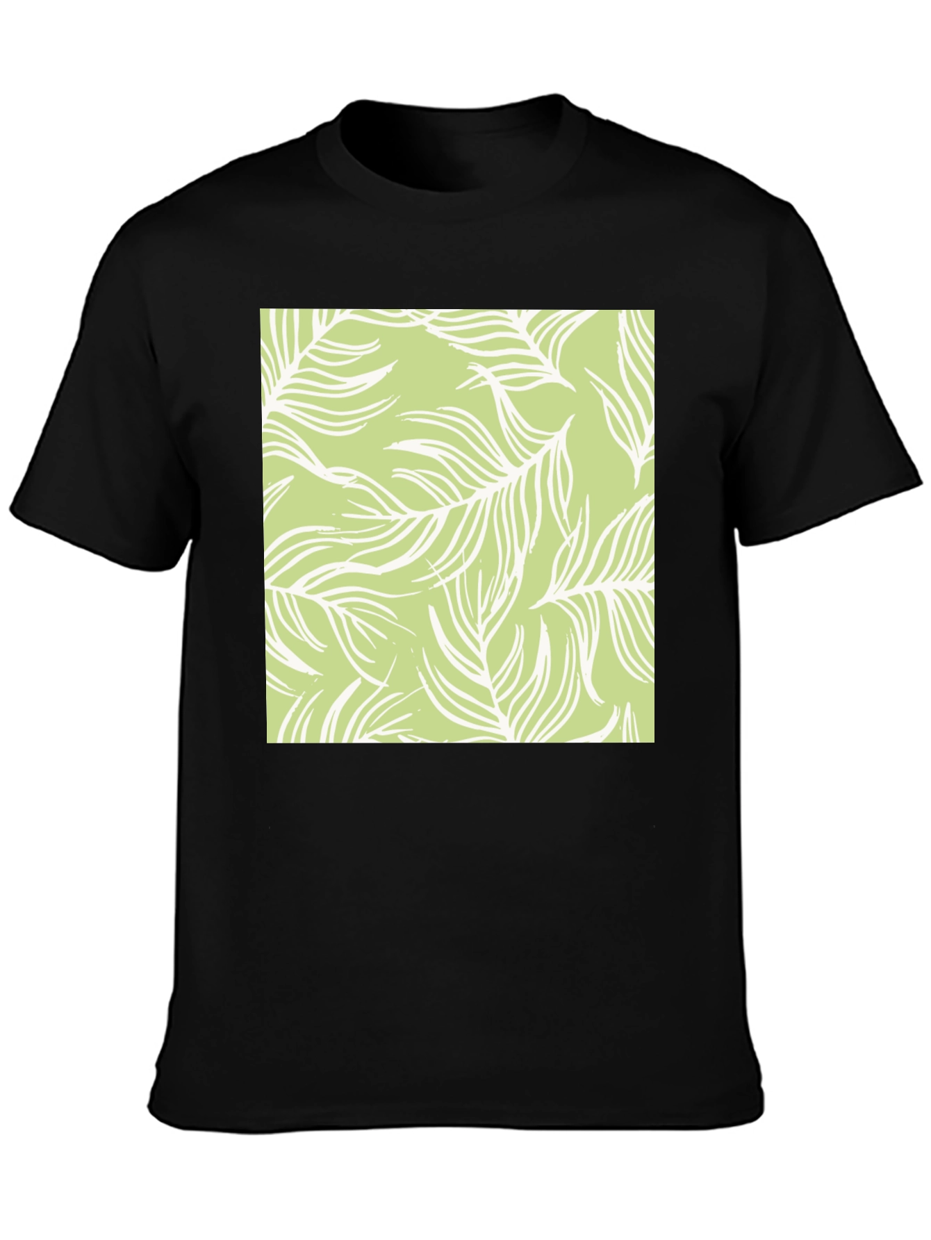 Nature Pattern Tee - Black Cotton Casual