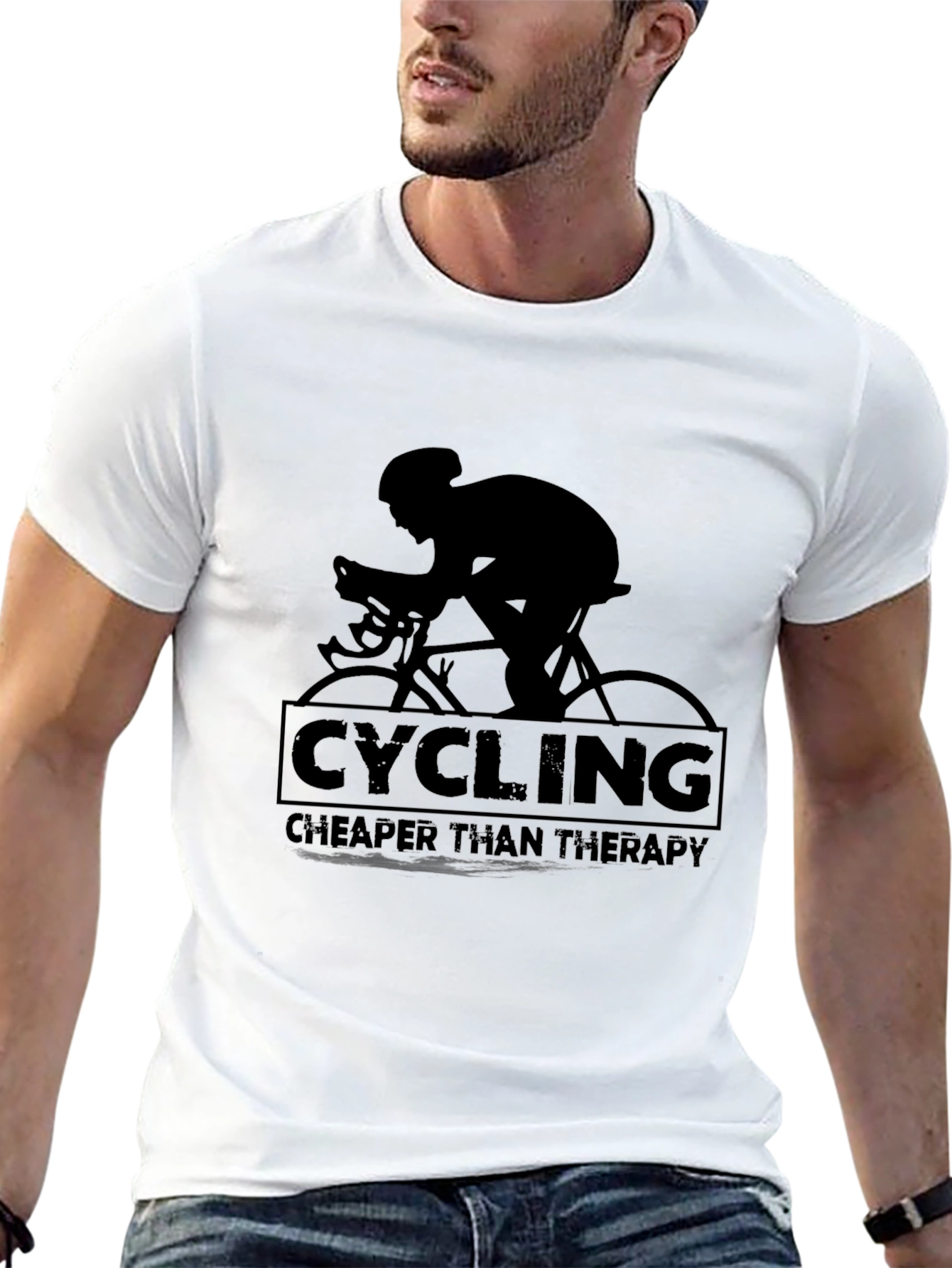 Cycling Cheaper Than Therapy T-Shirt - Black