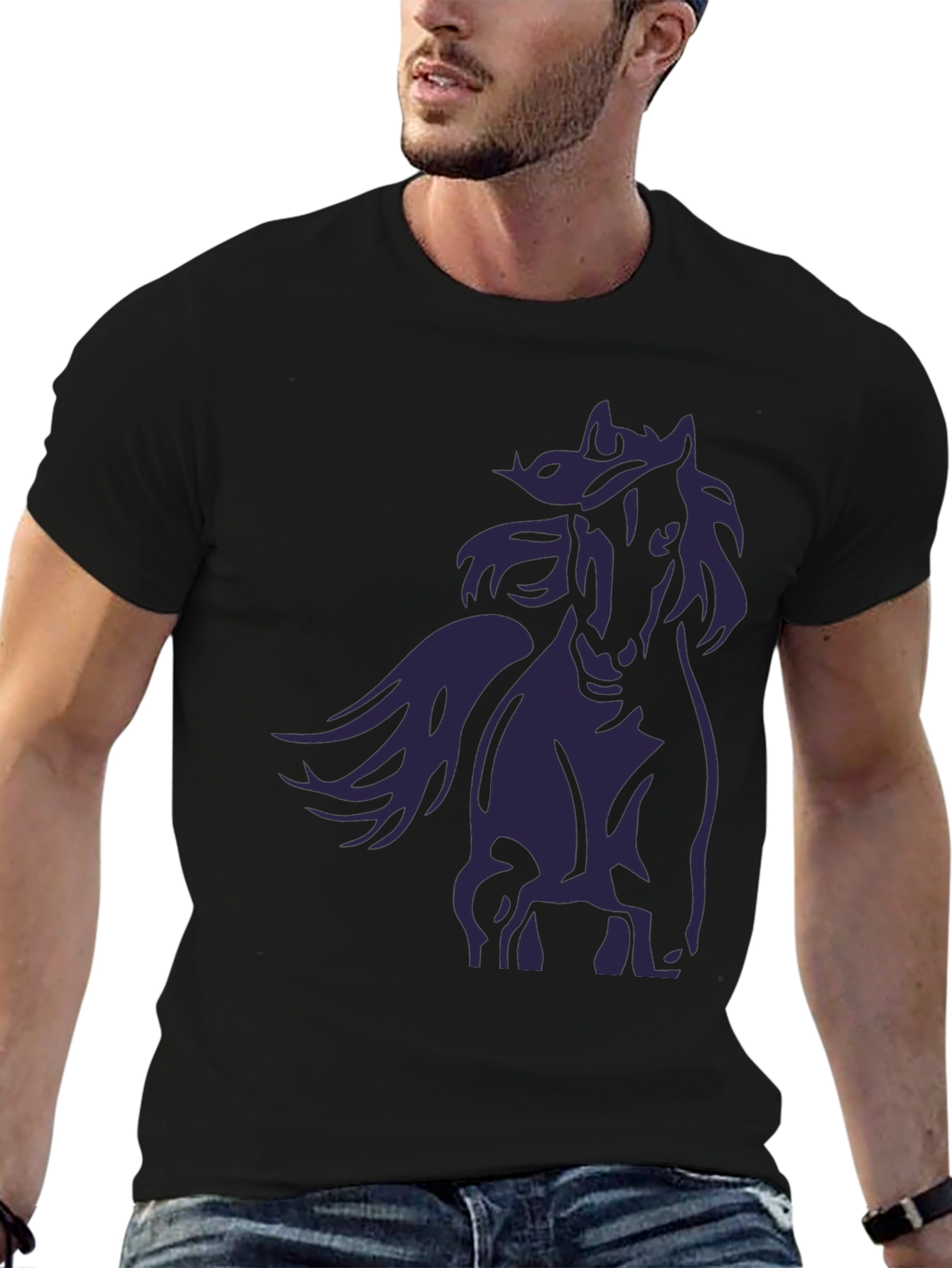 Black Horse Graphic T-Shirt - Stylish Mens Tee